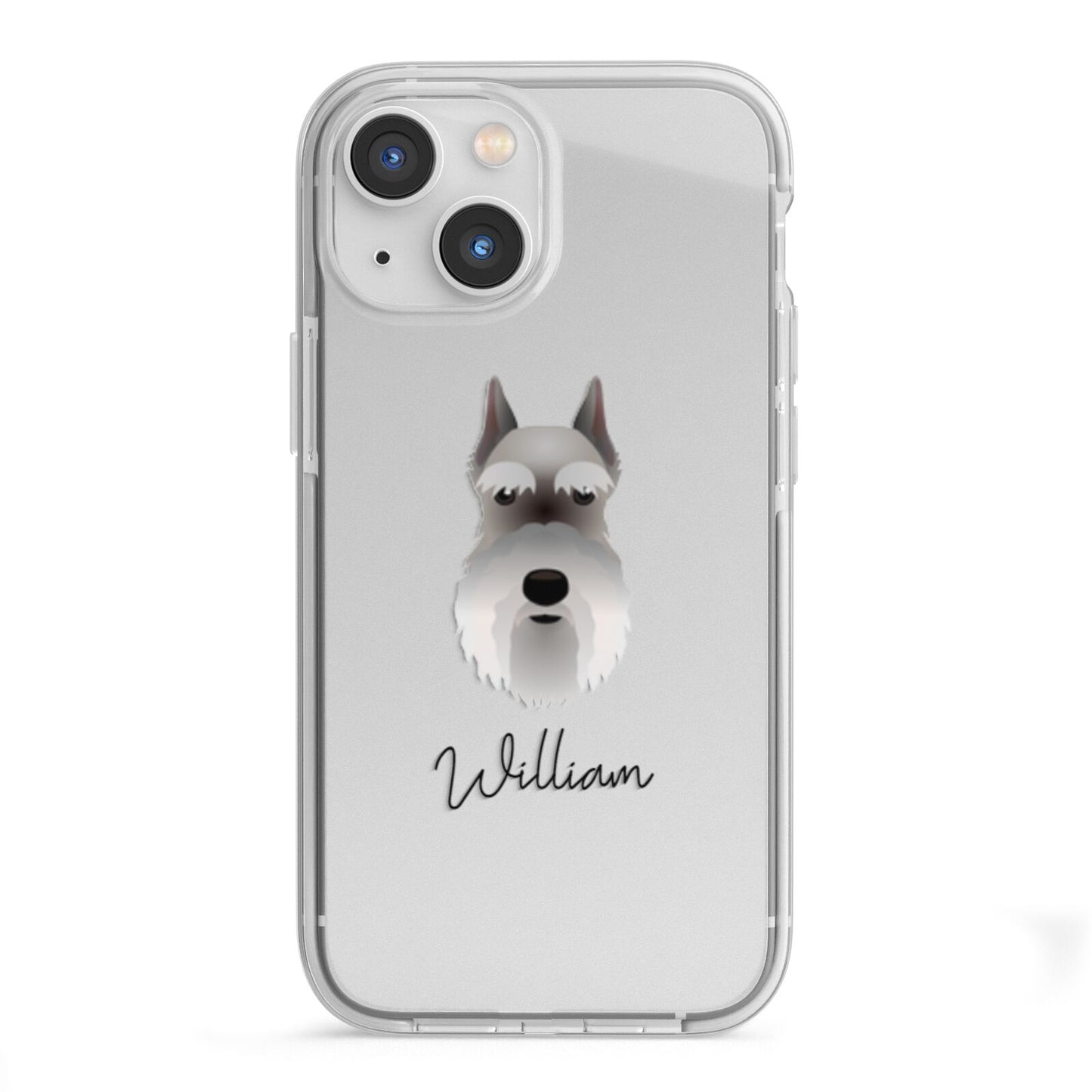 Miniature Schnauzer Personalised iPhone 13 Mini TPU Impact Case with White Edges