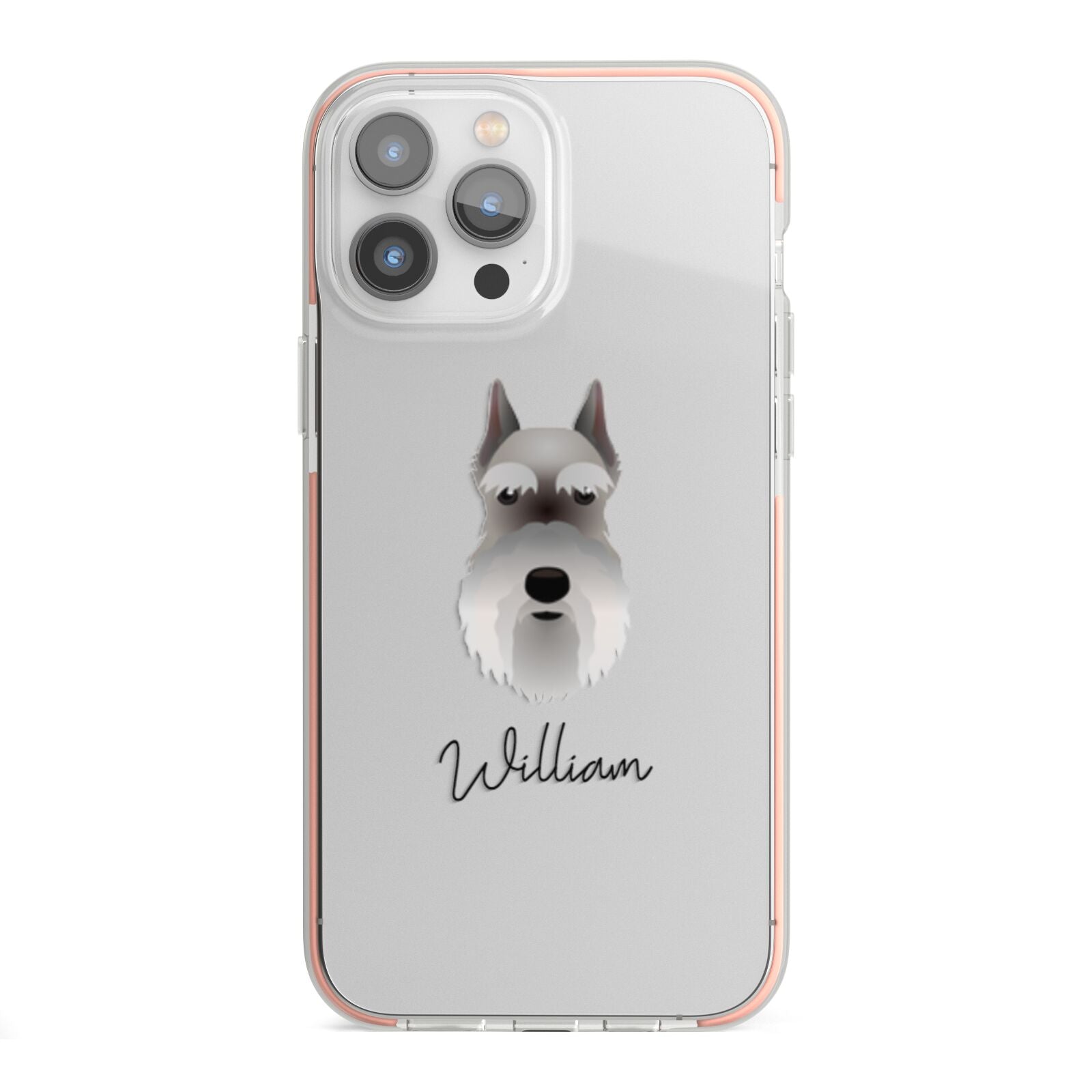 Miniature Schnauzer Personalised iPhone 13 Pro Max TPU Impact Case with Pink Edges