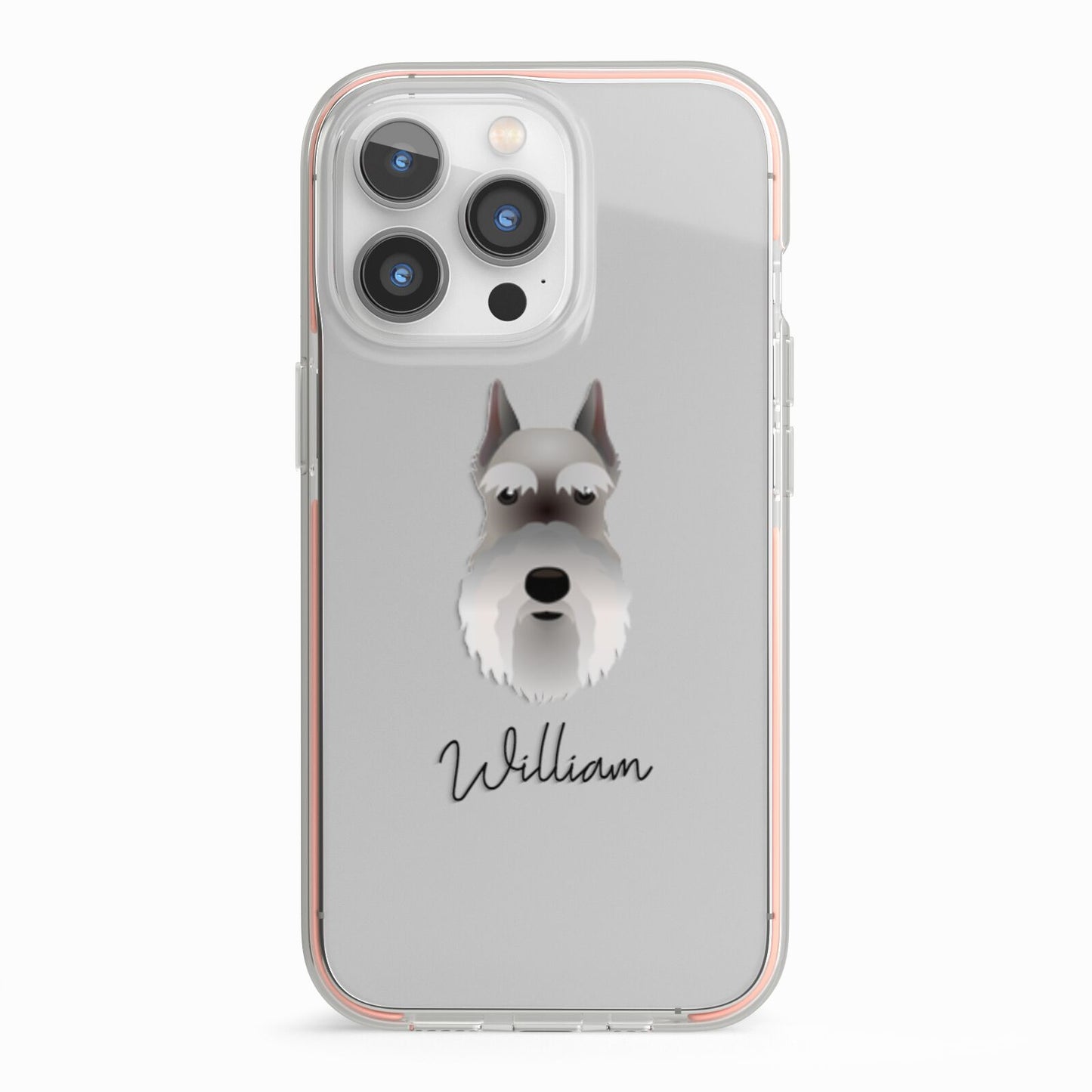 Miniature Schnauzer Personalised iPhone 13 Pro TPU Impact Case with Pink Edges