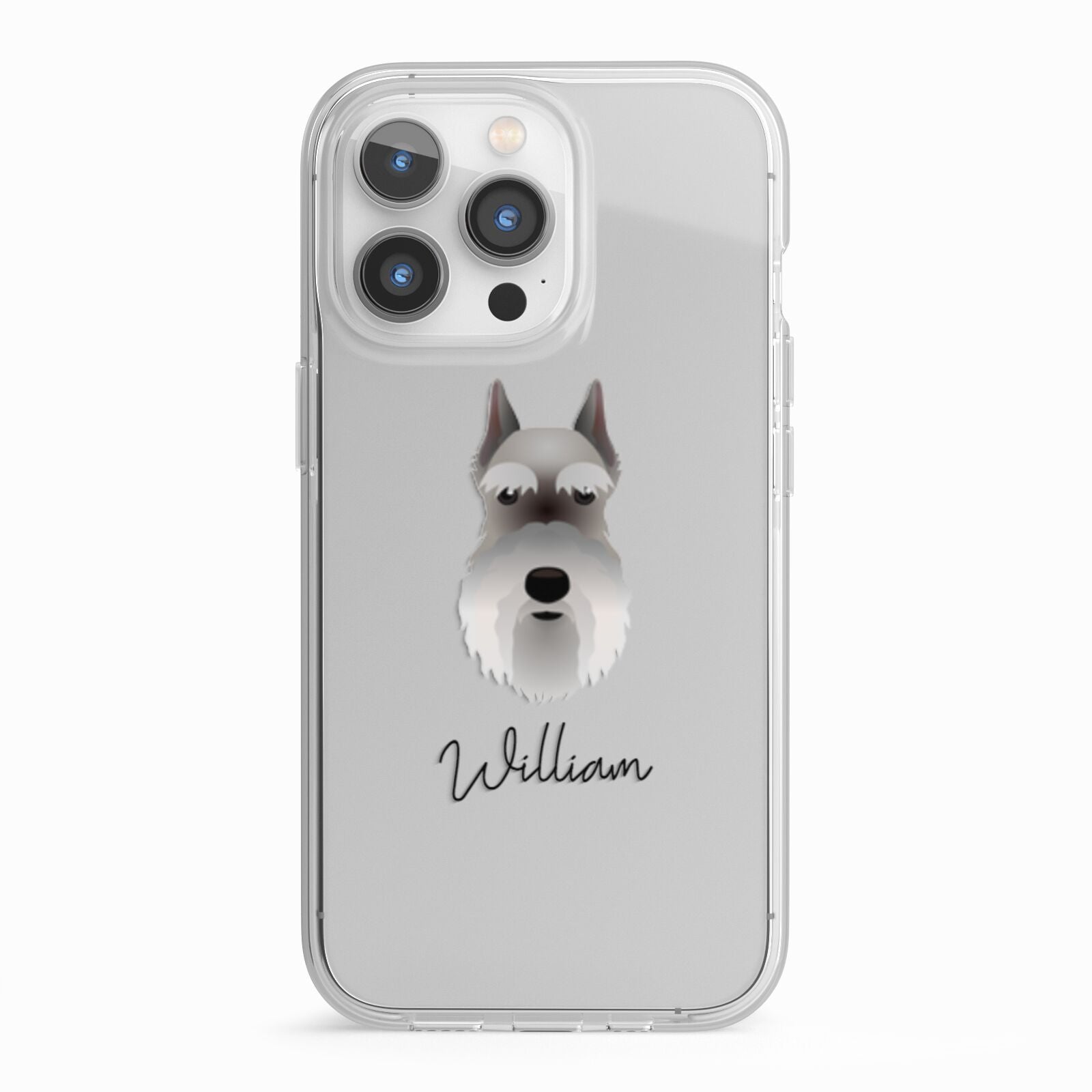 Miniature Schnauzer Personalised iPhone 13 Pro TPU Impact Case with White Edges