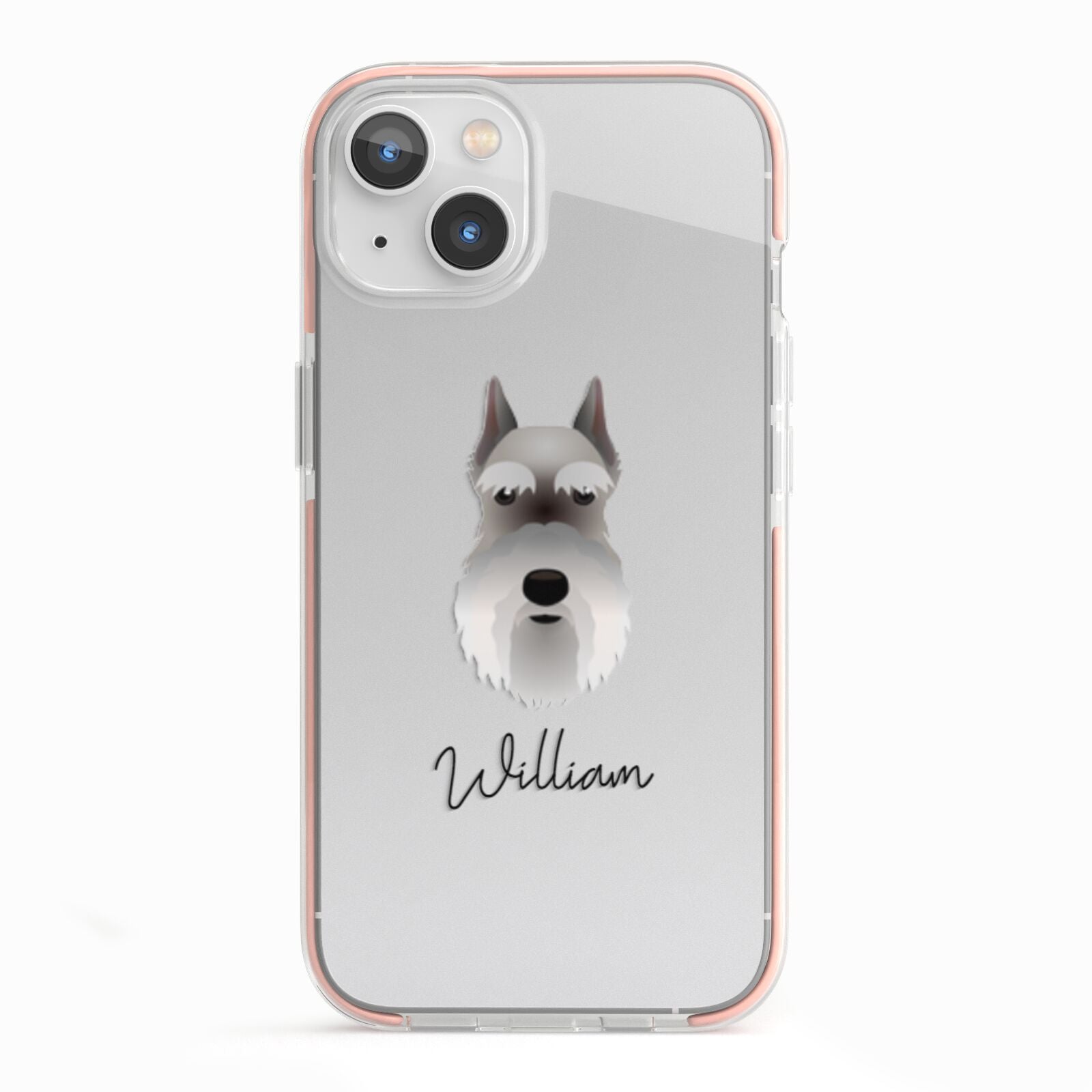 Miniature Schnauzer Personalised iPhone 13 TPU Impact Case with Pink Edges