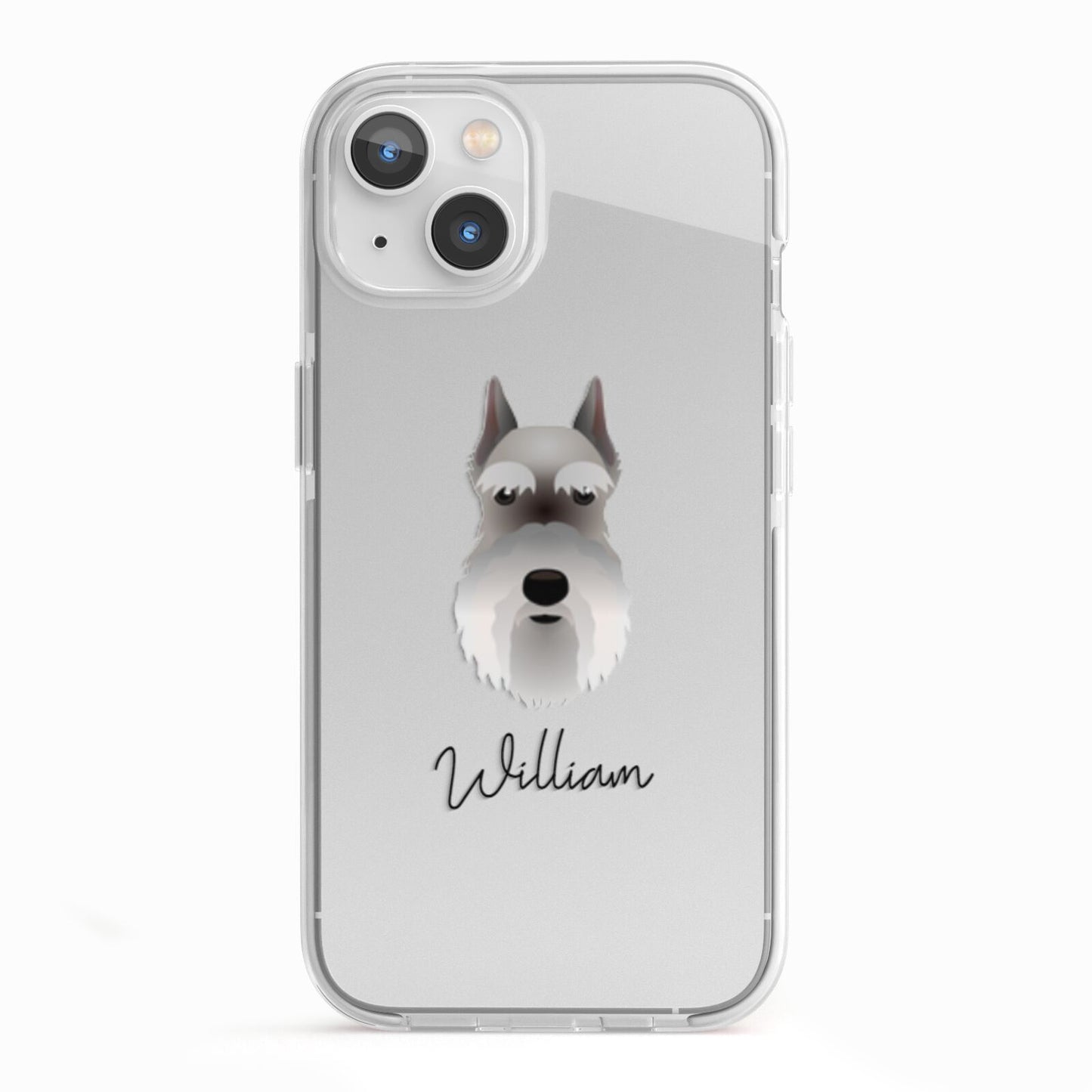Miniature Schnauzer Personalised iPhone 13 TPU Impact Case with White Edges