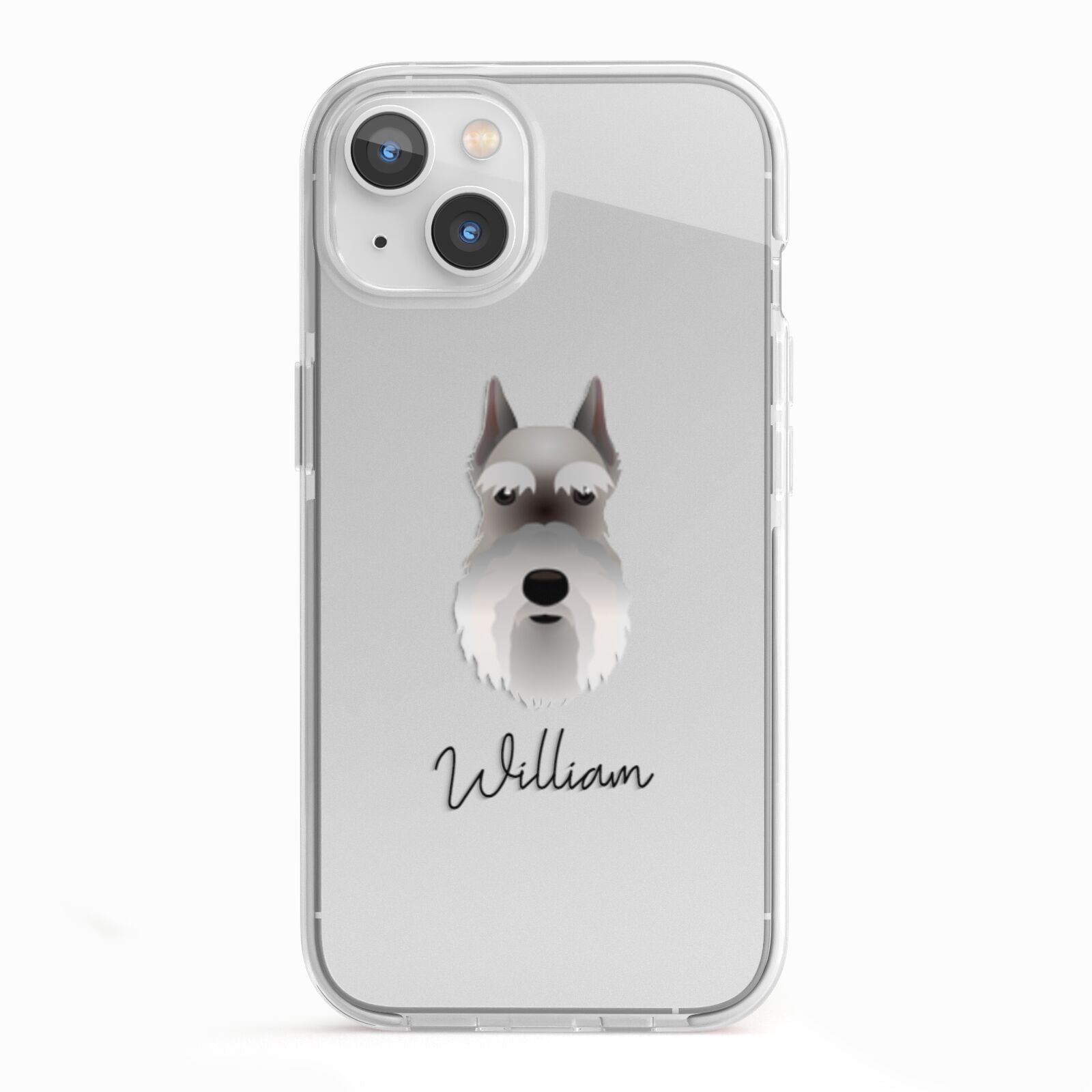 Miniature Schnauzer Personalised iPhone 13 TPU Impact Case with White Edges