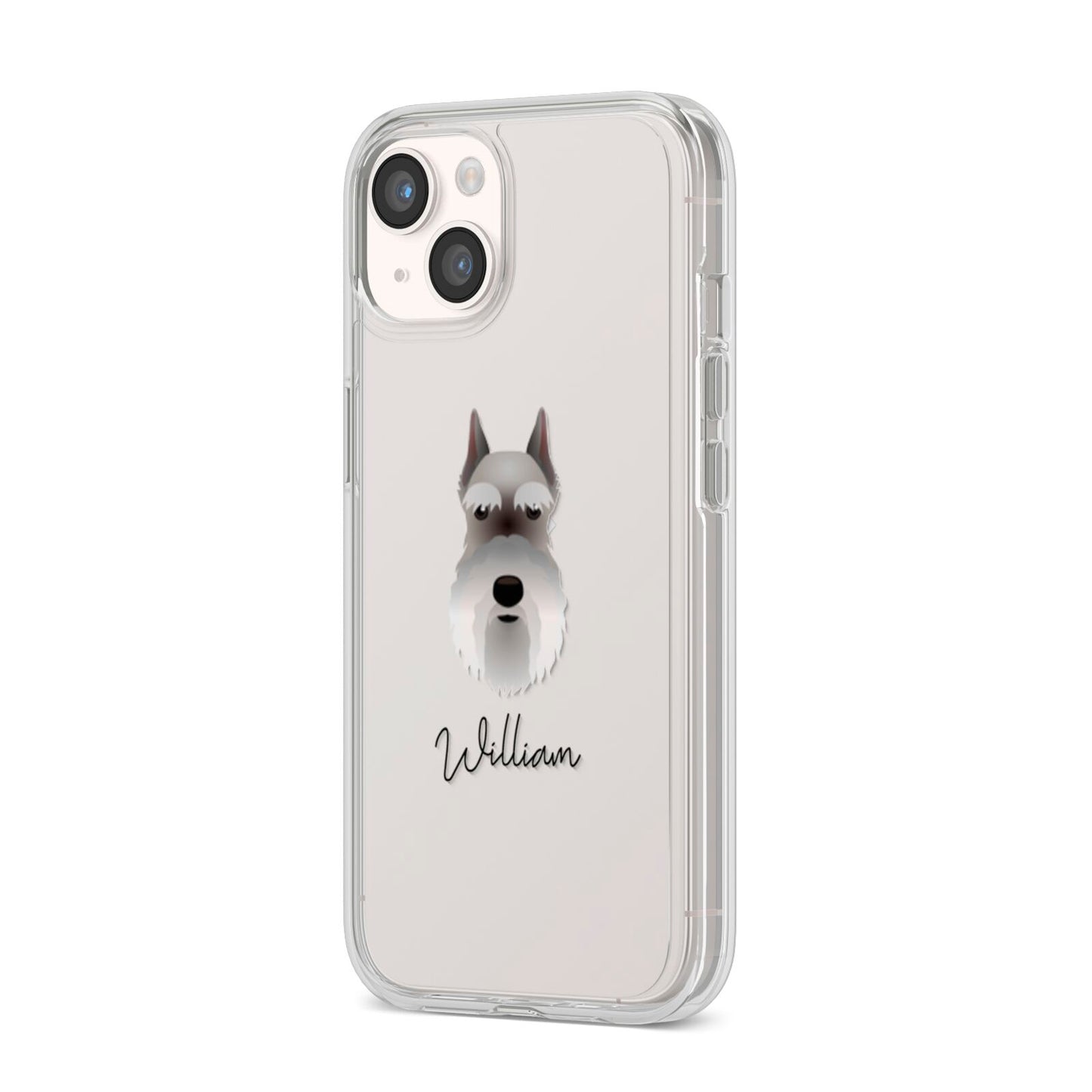 Miniature Schnauzer Personalised iPhone 14 Clear Tough Case Starlight Angled Image