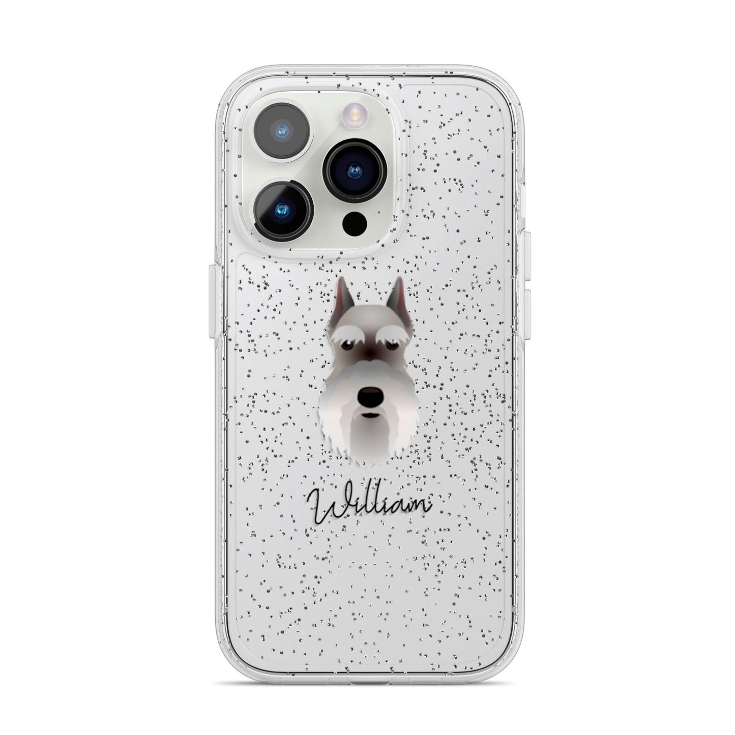 Miniature Schnauzer Personalised iPhone 14 Pro Glitter Tough Case Silver