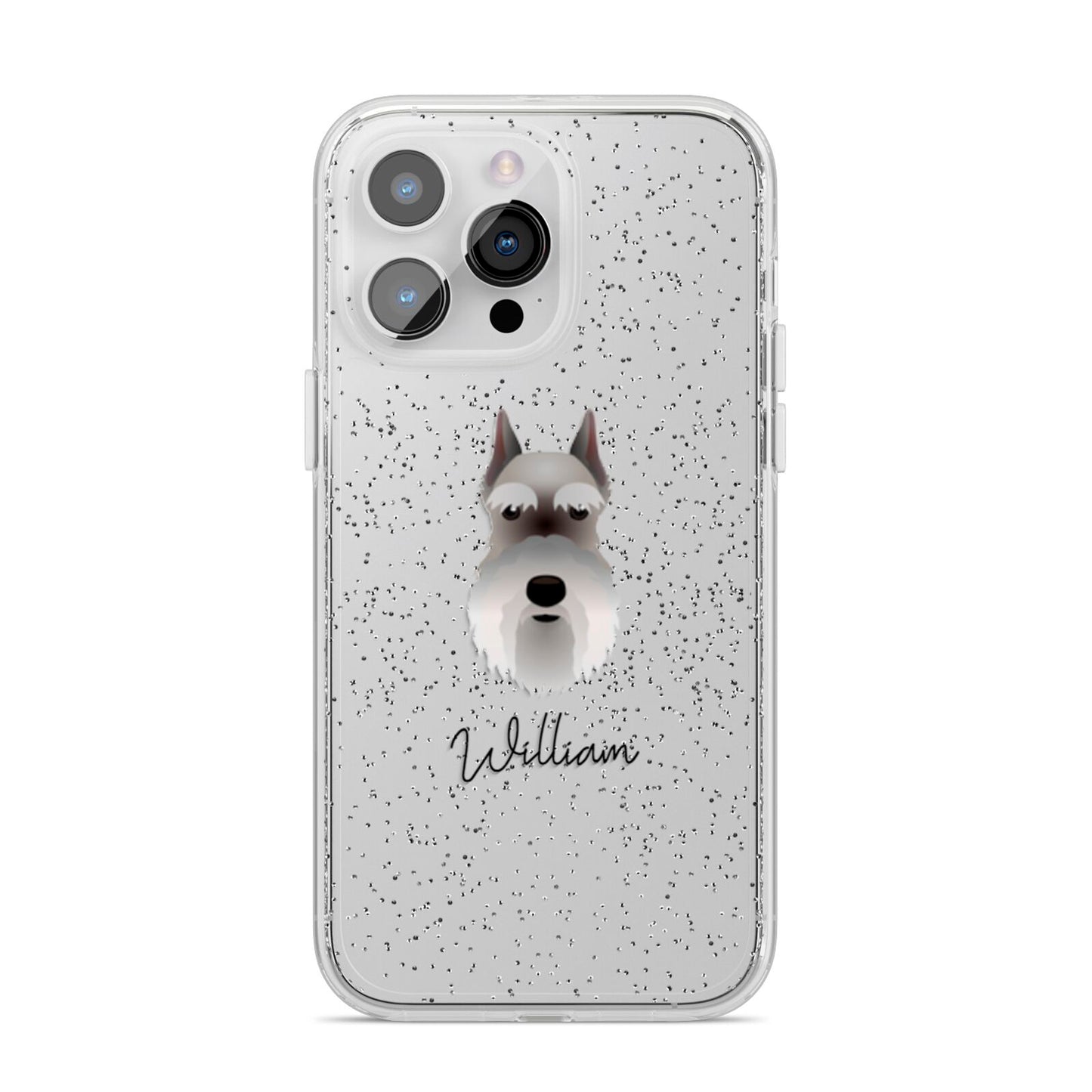 Miniature Schnauzer Personalised iPhone 14 Pro Max Glitter Tough Case Silver