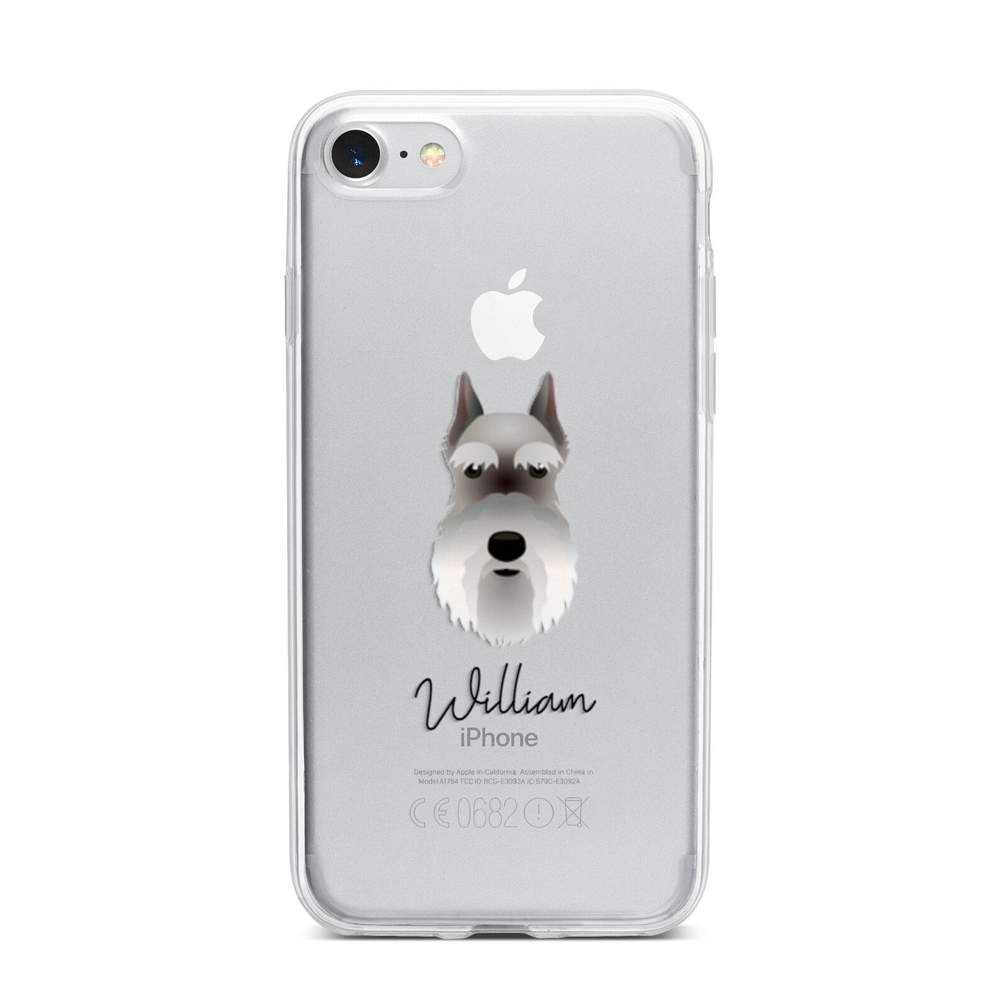 Miniature Schnauzer Personalised iPhone 7 Bumper Case on Silver iPhone