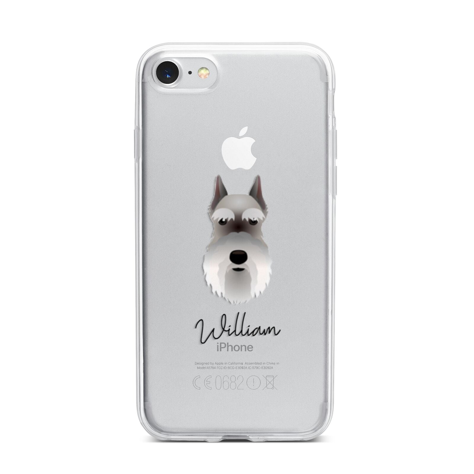 Miniature Schnauzer Personalised iPhone 7 Bumper Case on Silver iPhone