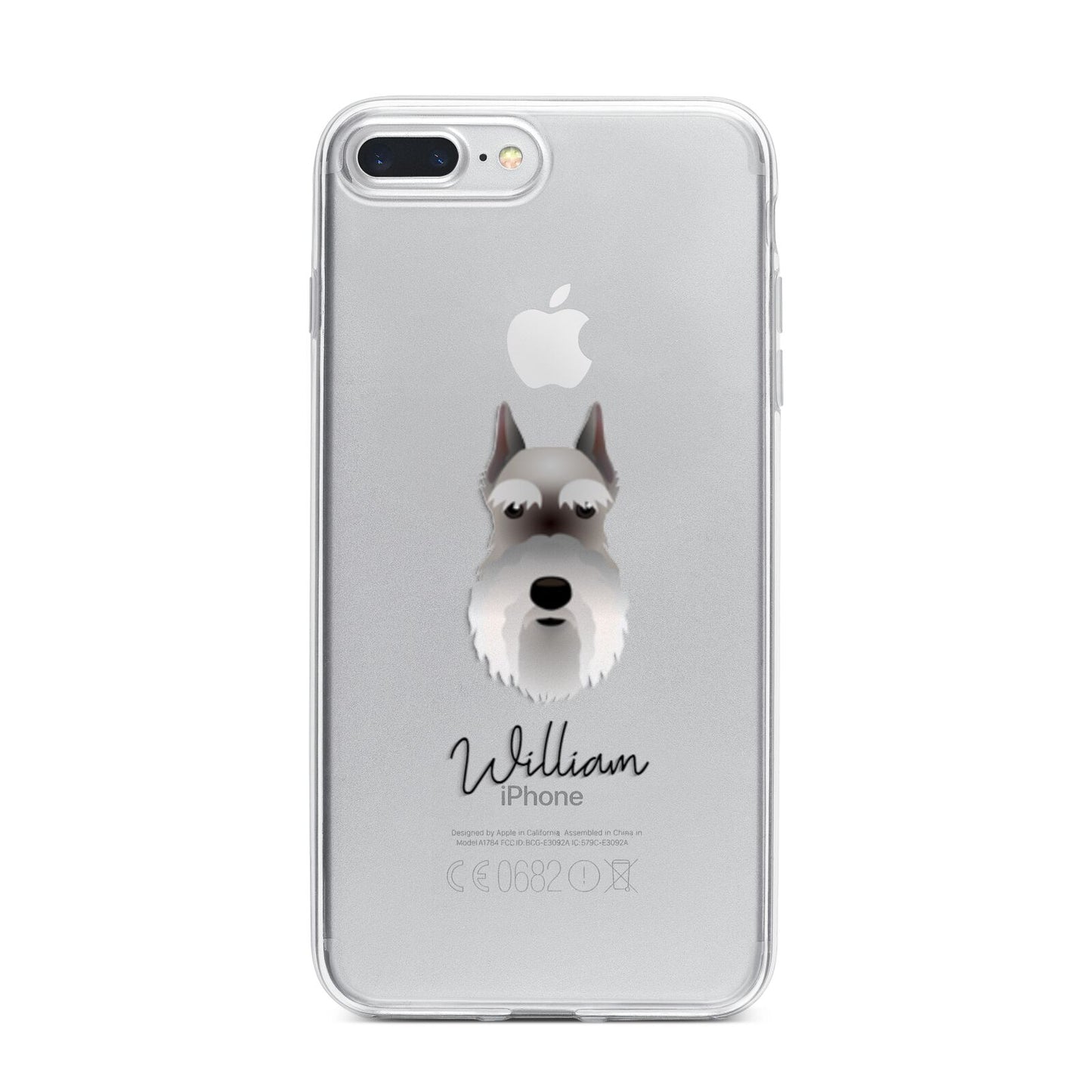 Miniature Schnauzer Personalised iPhone 7 Plus Bumper Case on Silver iPhone