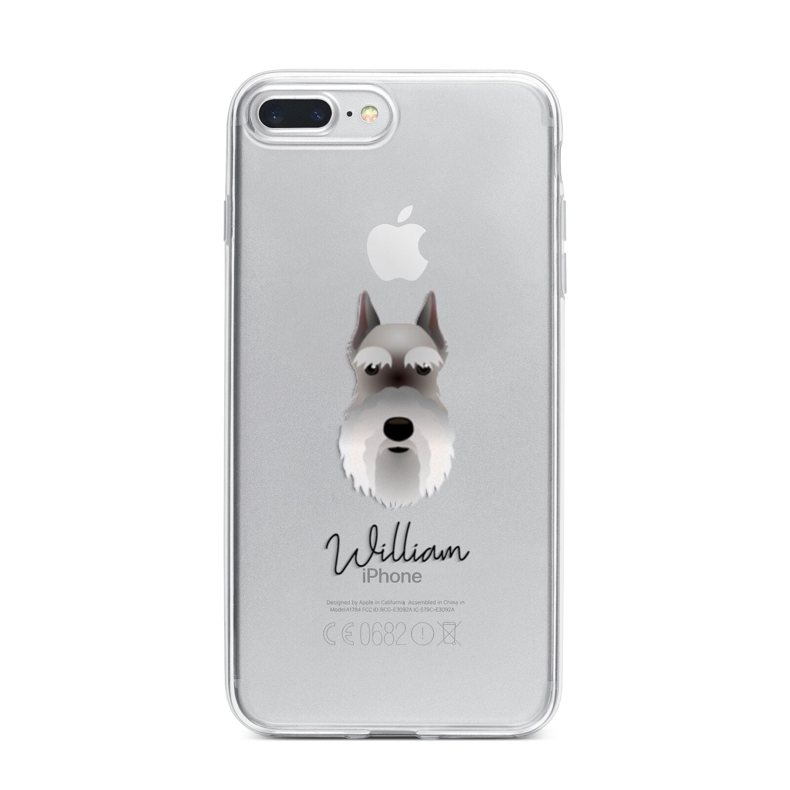 Miniature Schnauzer Personalised iPhone 7 Plus Bumper Case on Silver iPhone