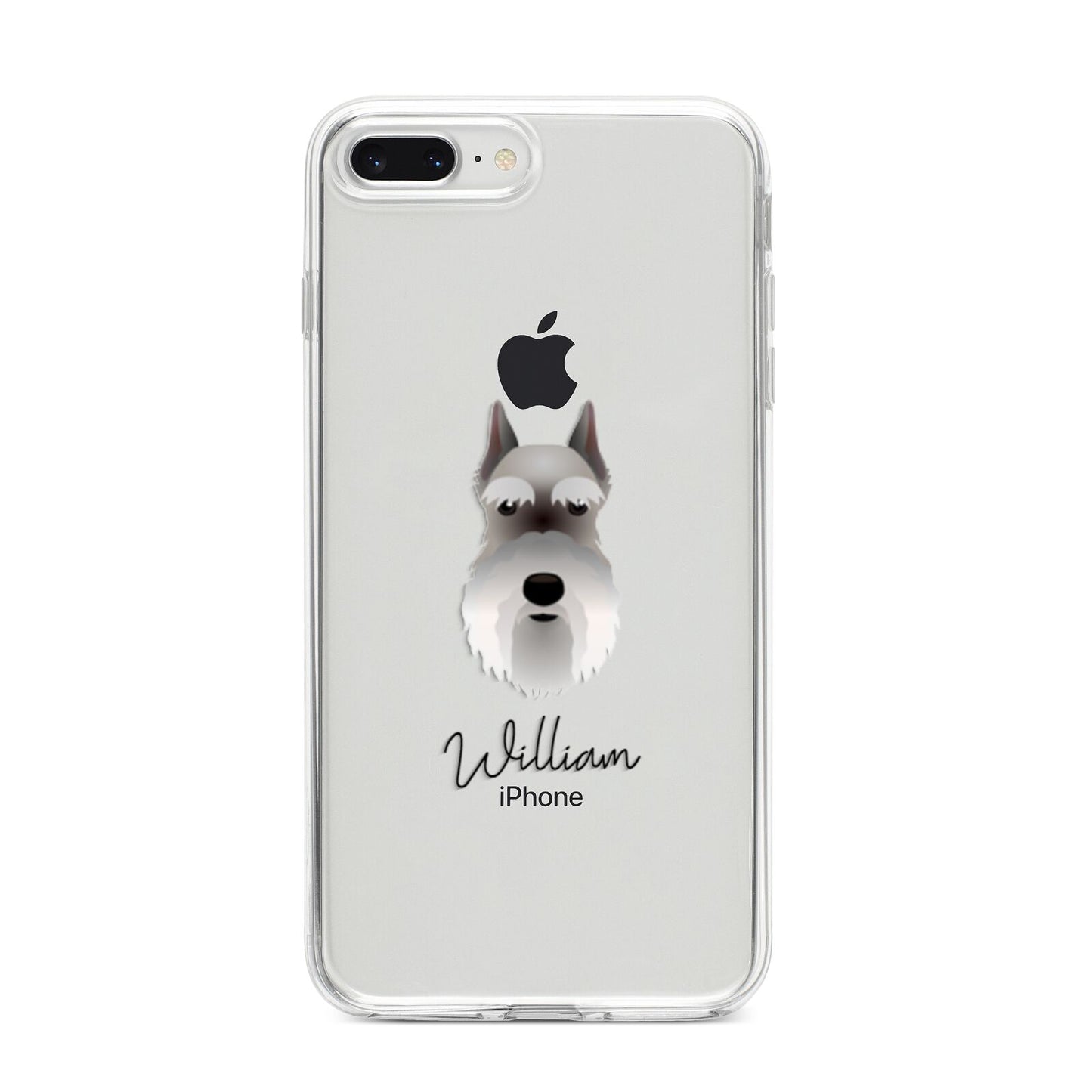 Miniature Schnauzer Personalised iPhone 8 Plus Bumper Case on Silver iPhone