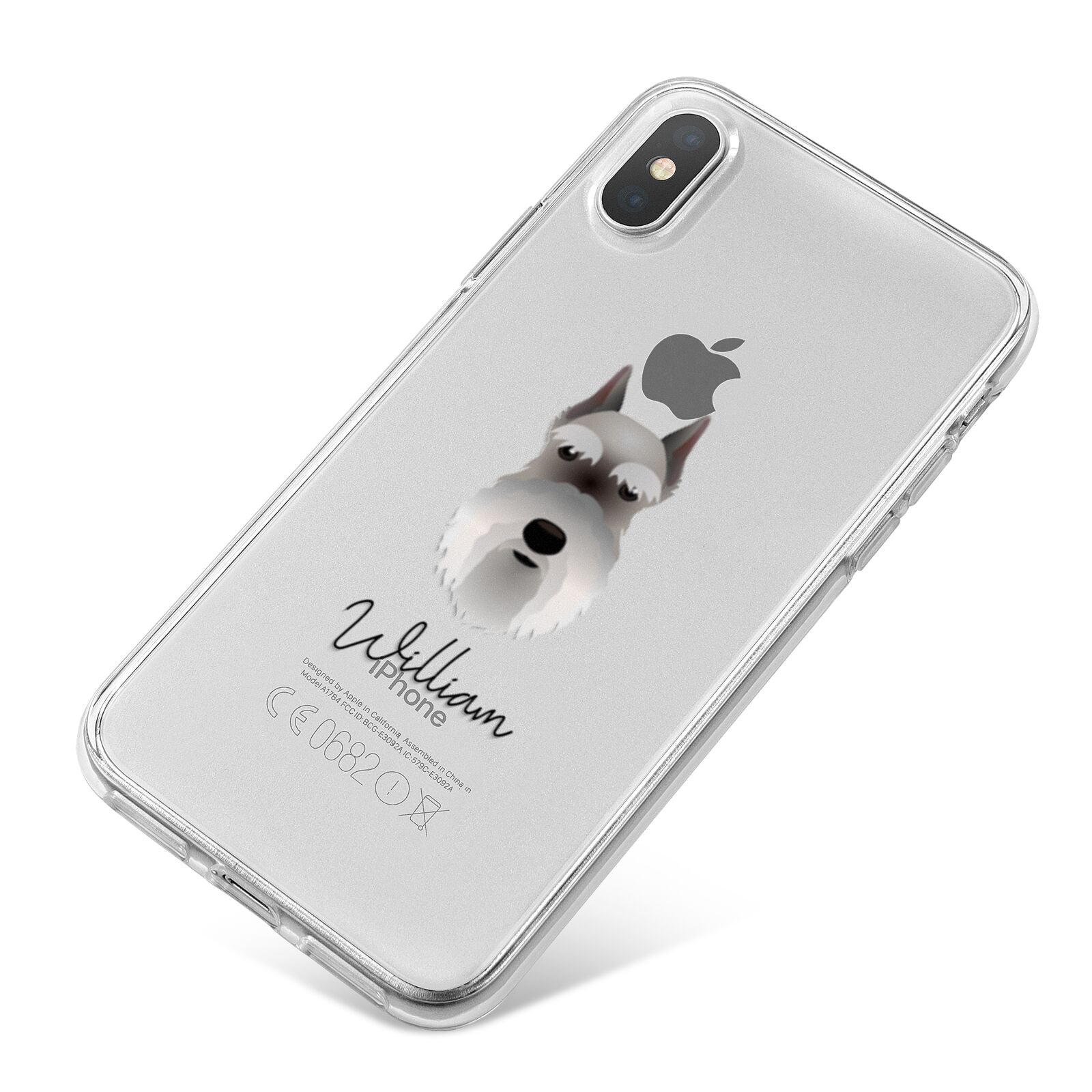 Miniature Schnauzer Personalised iPhone X Bumper Case on Silver iPhone