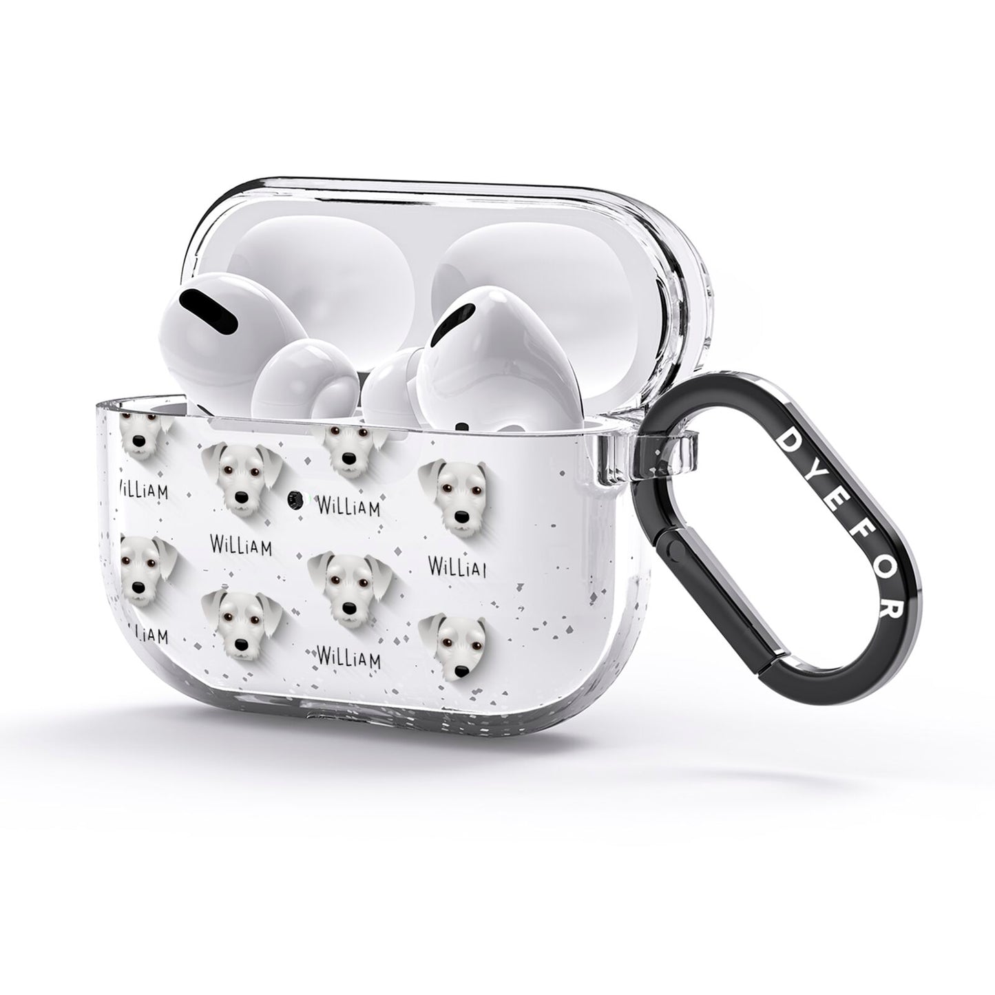 Miniature Schnoxie Icon with Name AirPods Glitter Case 3rd Gen Side Image
