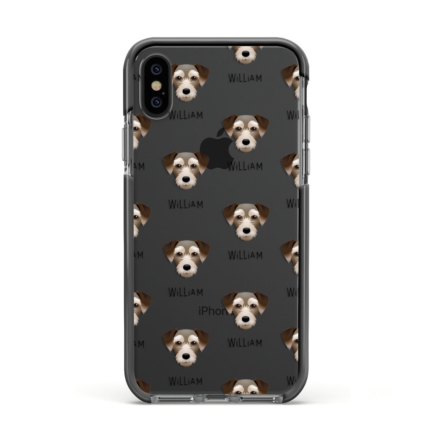 Miniature Schnoxie Icon with Name Apple iPhone Xs Impact Case Black Edge on Black Phone