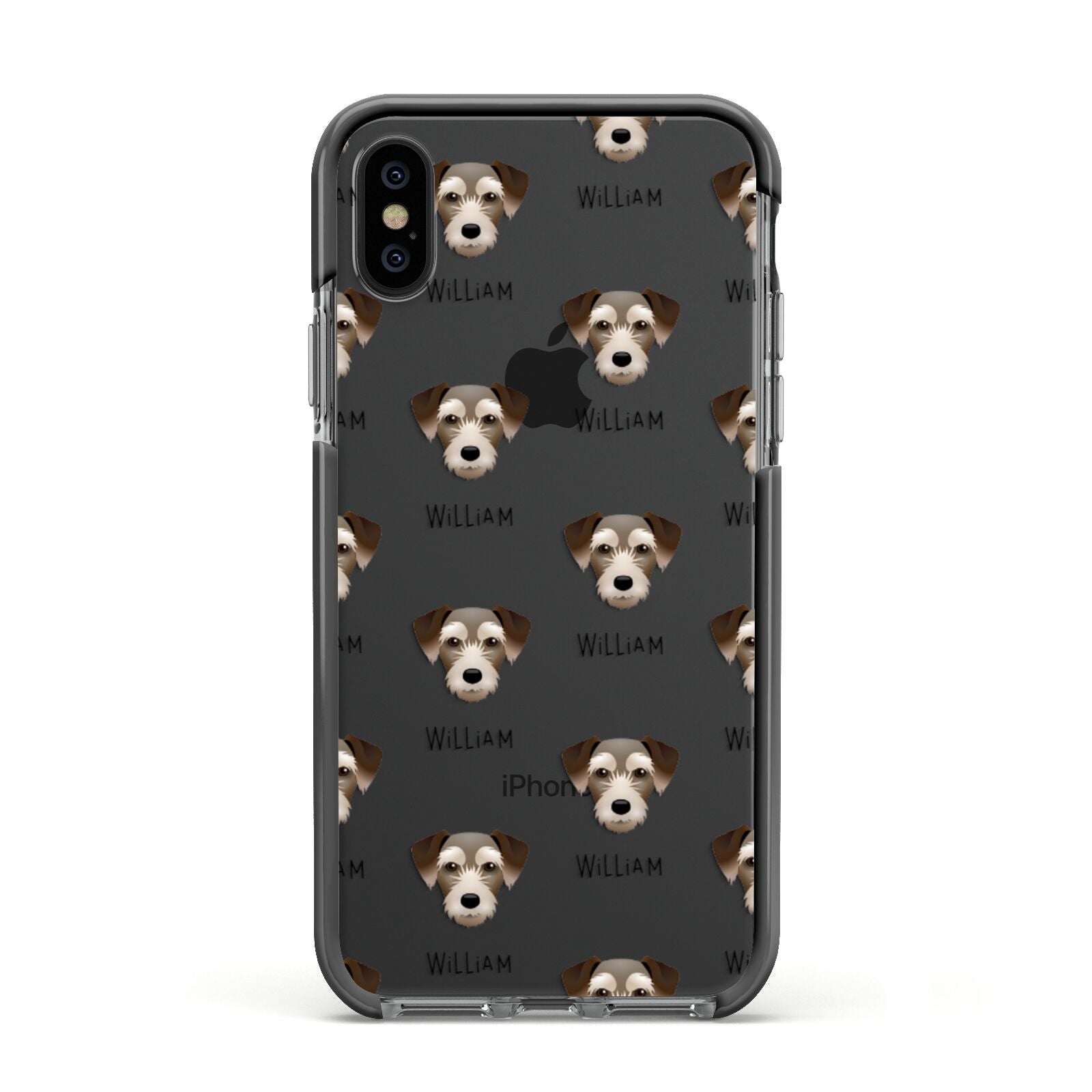 Miniature Schnoxie Icon with Name Apple iPhone Xs Impact Case Black Edge on Black Phone