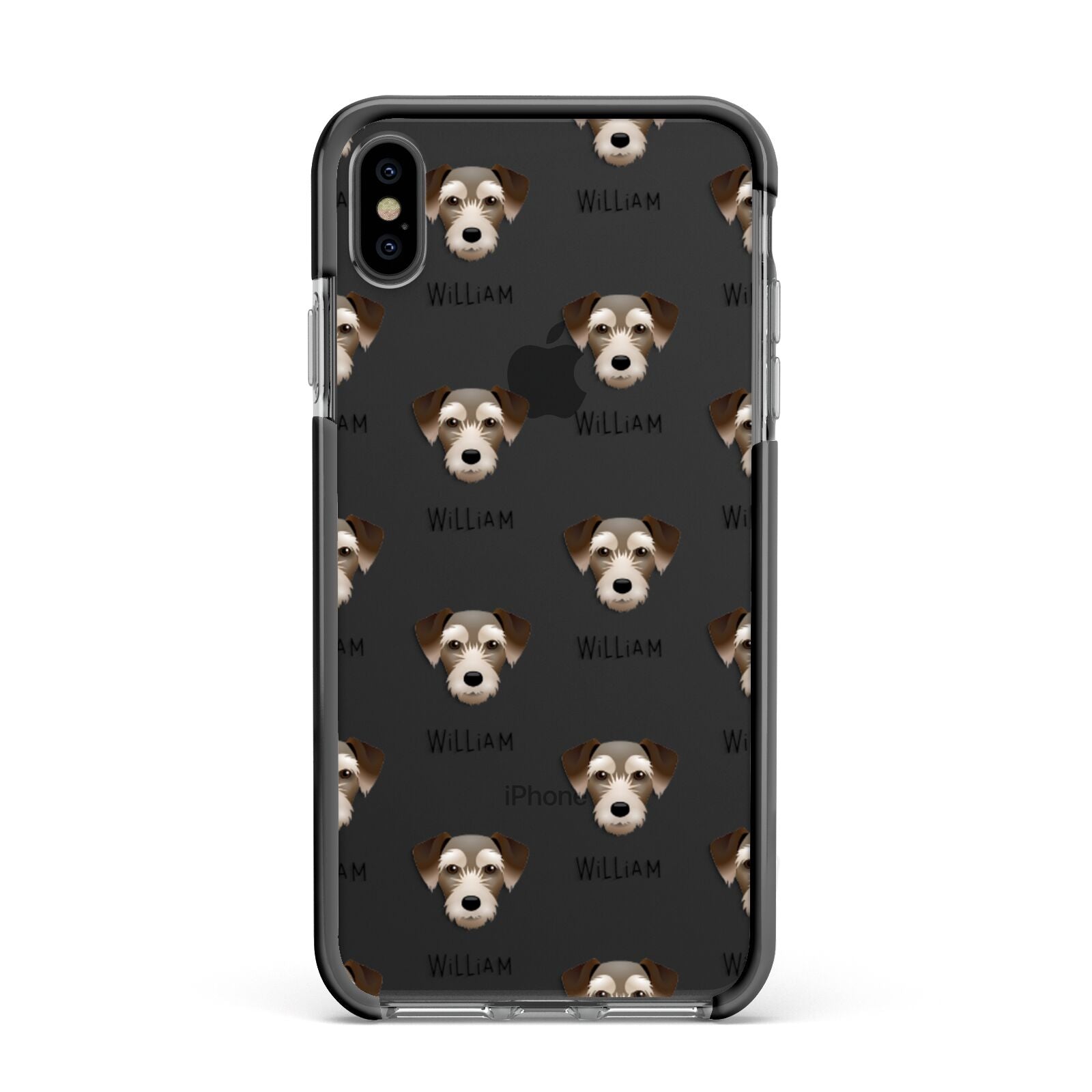 Miniature Schnoxie Icon with Name Apple iPhone Xs Max Impact Case Black Edge on Black Phone