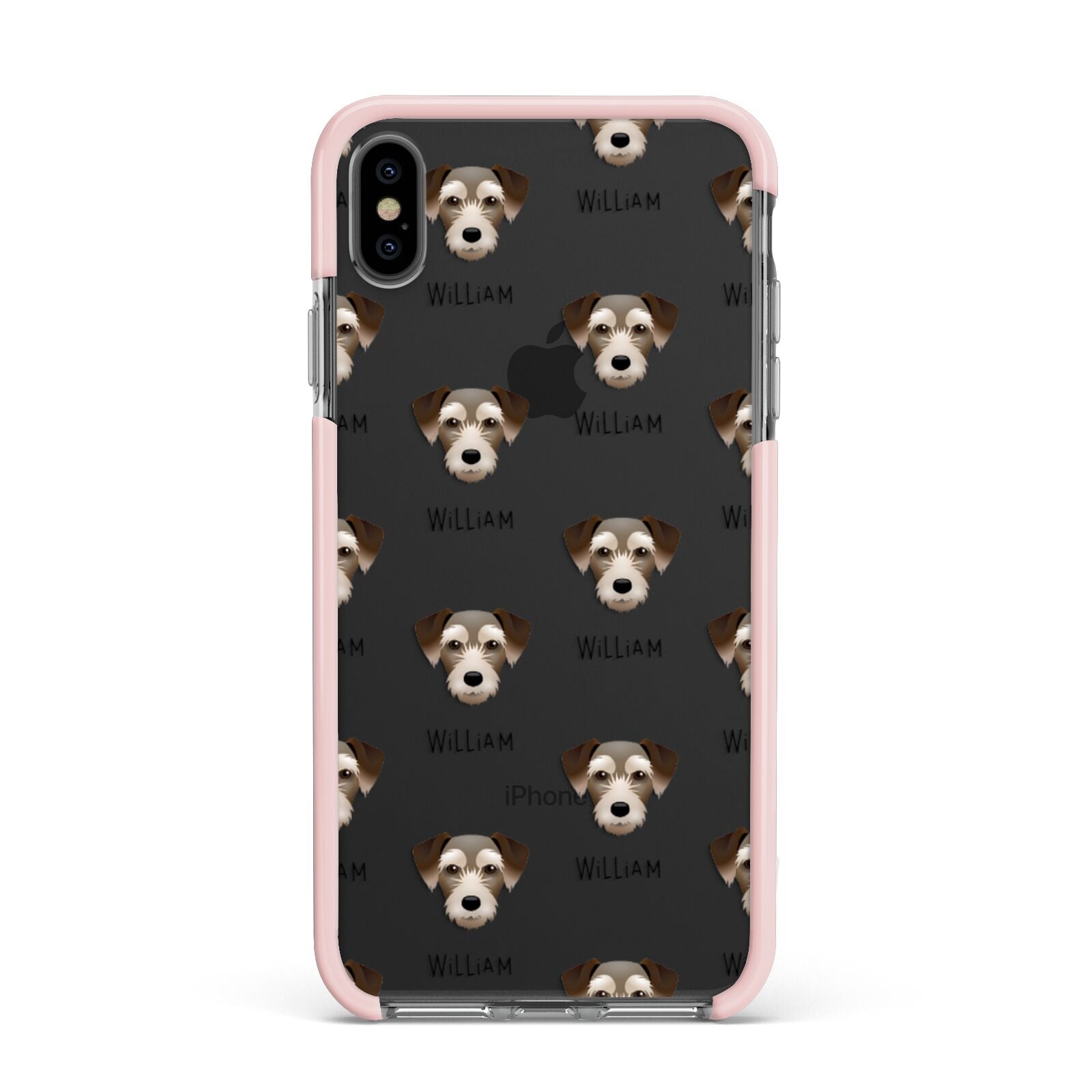 Miniature Schnoxie Icon with Name Apple iPhone Xs Max Impact Case Pink Edge on Black Phone