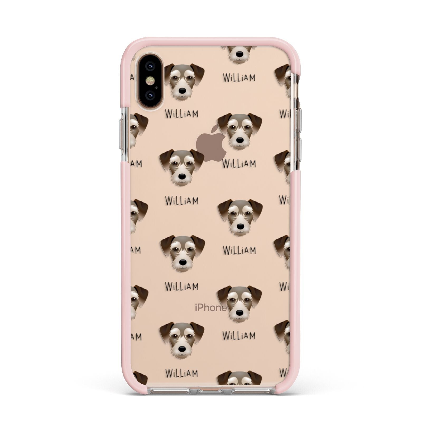 Miniature Schnoxie Icon with Name Apple iPhone Xs Max Impact Case Pink Edge on Gold Phone