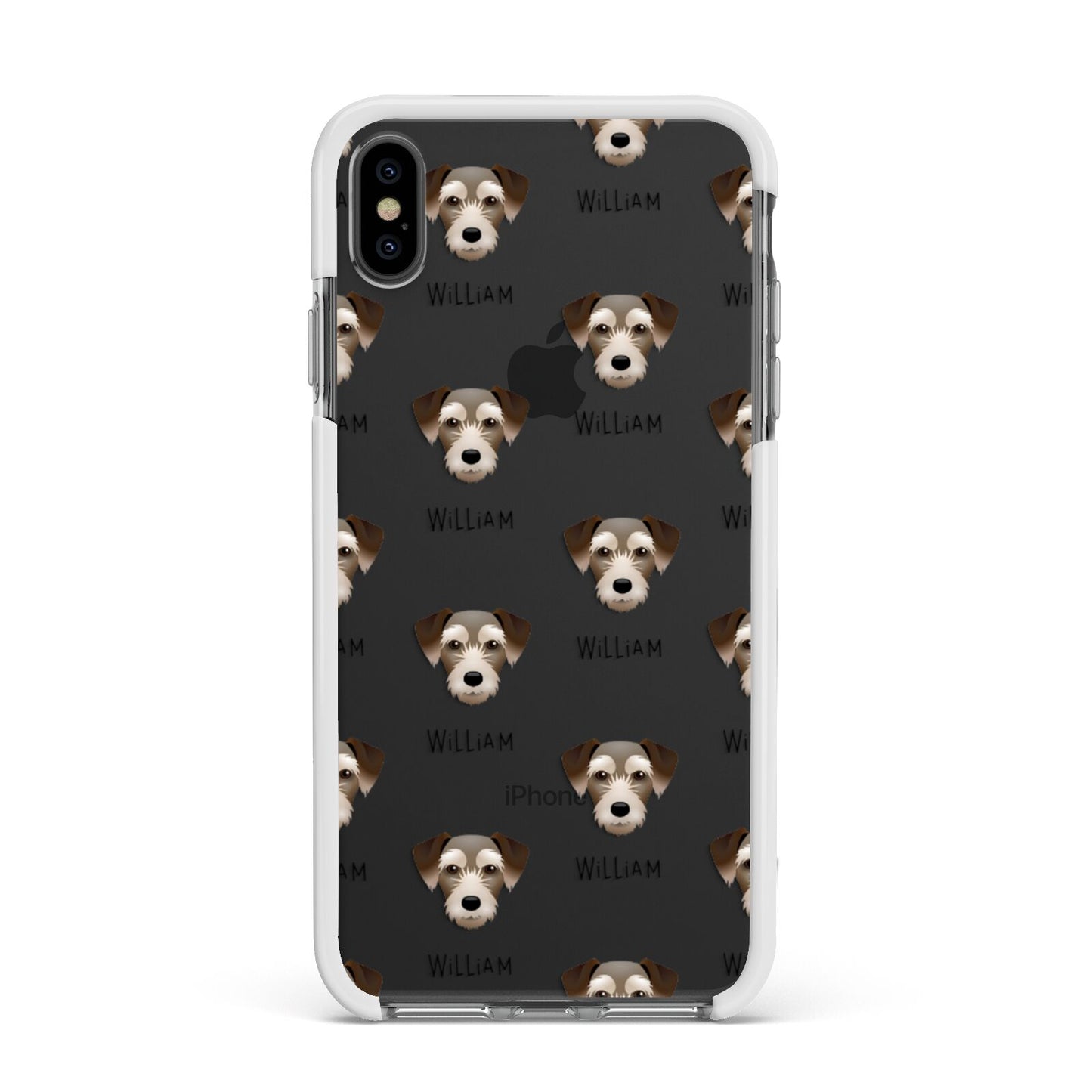 Miniature Schnoxie Icon with Name Apple iPhone Xs Max Impact Case White Edge on Black Phone