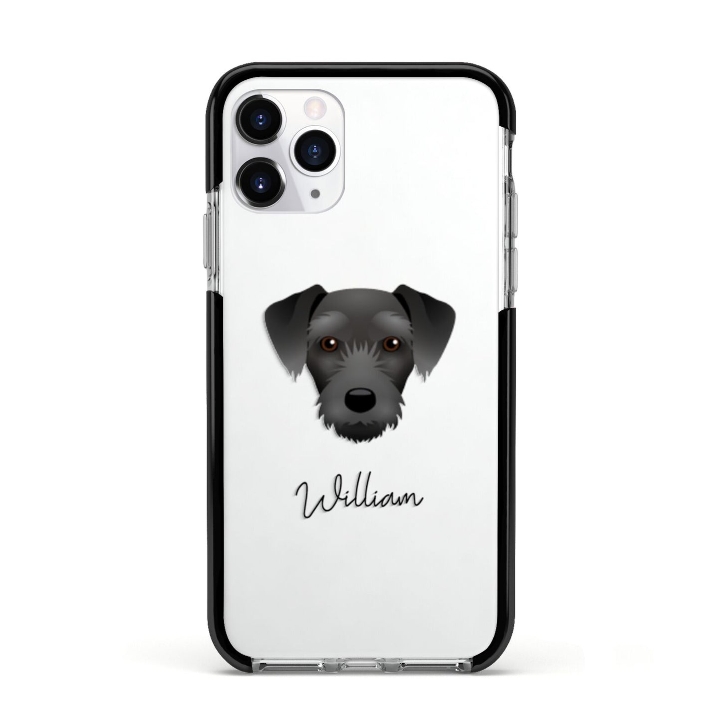 Miniature Schnoxie Personalised Apple iPhone 11 Pro in Silver with Black Impact Case