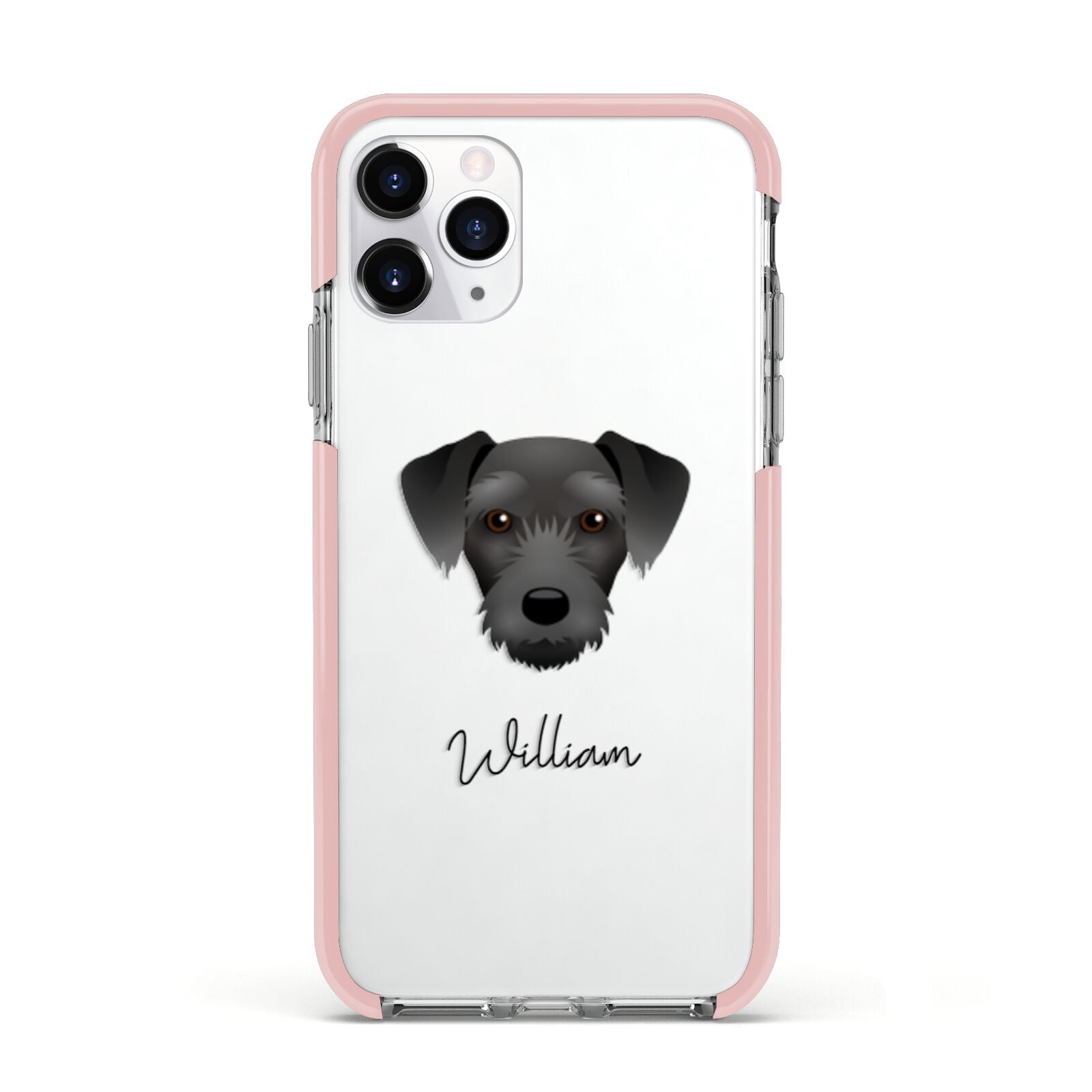 Miniature Schnoxie Personalised Apple iPhone 11 Pro in Silver with Pink Impact Case