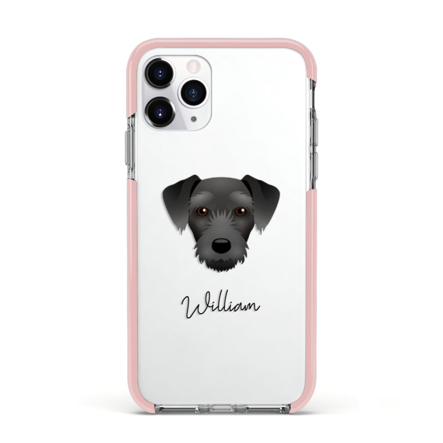 Miniature Schnoxie Personalised Apple iPhone 11 Pro in Silver with Pink Impact Case
