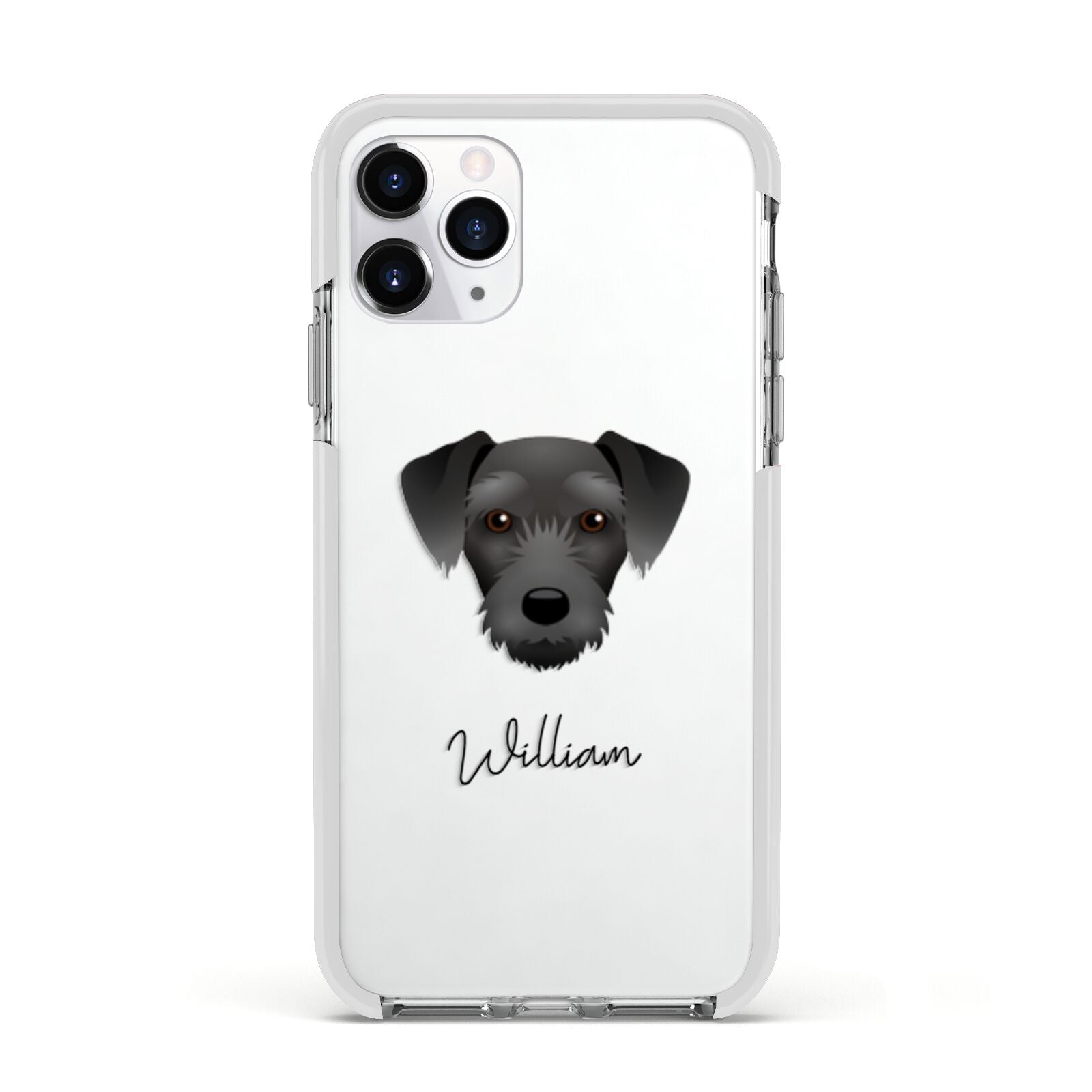 Miniature Schnoxie Personalised Apple iPhone 11 Pro in Silver with White Impact Case