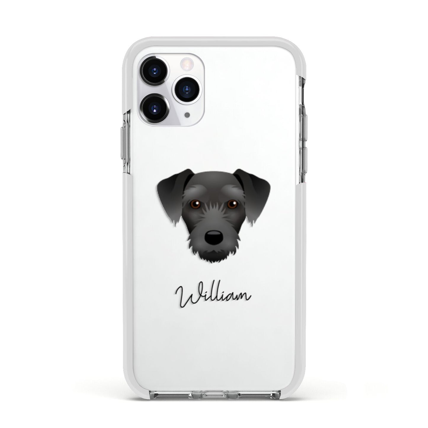 Miniature Schnoxie Personalised Apple iPhone 11 Pro in Silver with White Impact Case