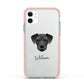 Miniature Schnoxie Personalised Apple iPhone 11 in White with Pink Impact Case