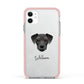 Miniature Schnoxie Personalised Apple iPhone 11 in White with Pink Impact Case