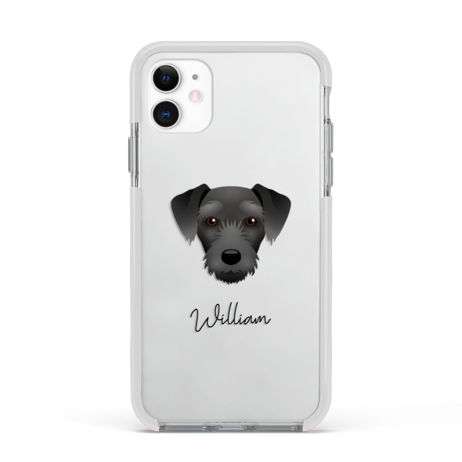 Miniature Schnoxie Personalised Apple iPhone 11 in White with White Impact Case