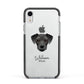 Miniature Schnoxie Personalised Apple iPhone XR Impact Case Black Edge on Silver Phone