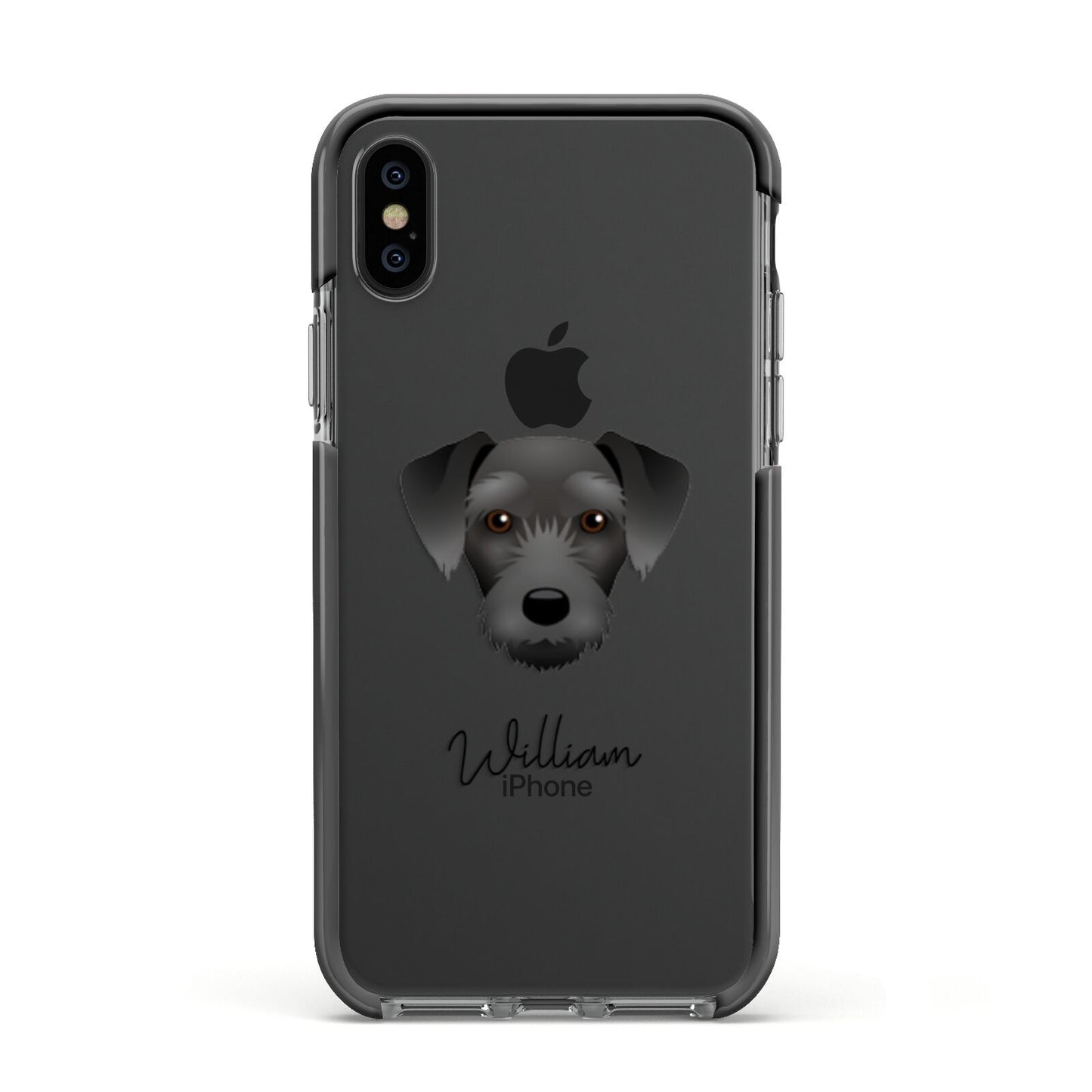 Miniature Schnoxie Personalised Apple iPhone Xs Impact Case Black Edge on Black Phone