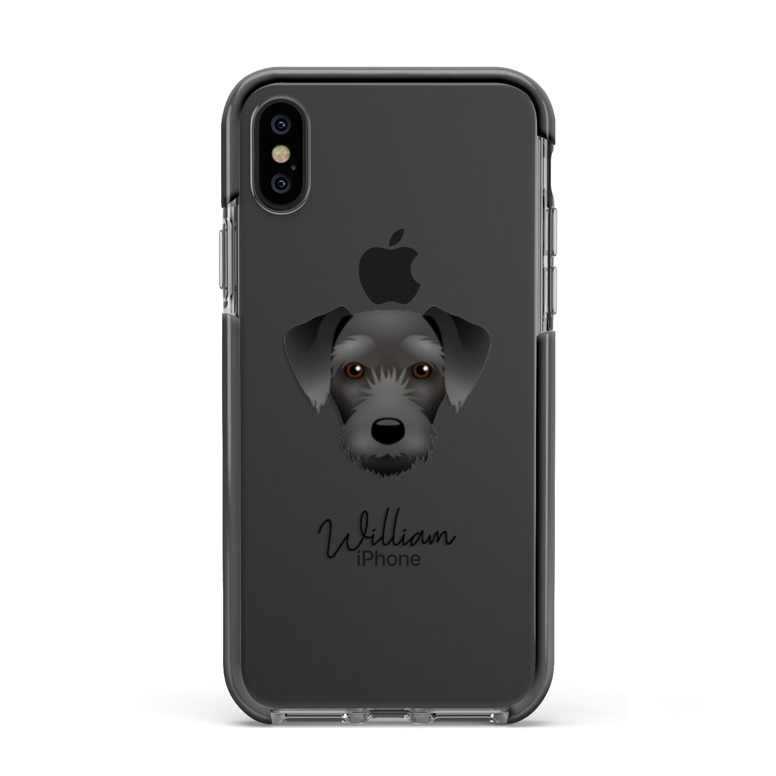 Miniature Schnoxie Personalised Apple iPhone Xs Impact Case Black Edge on Black Phone