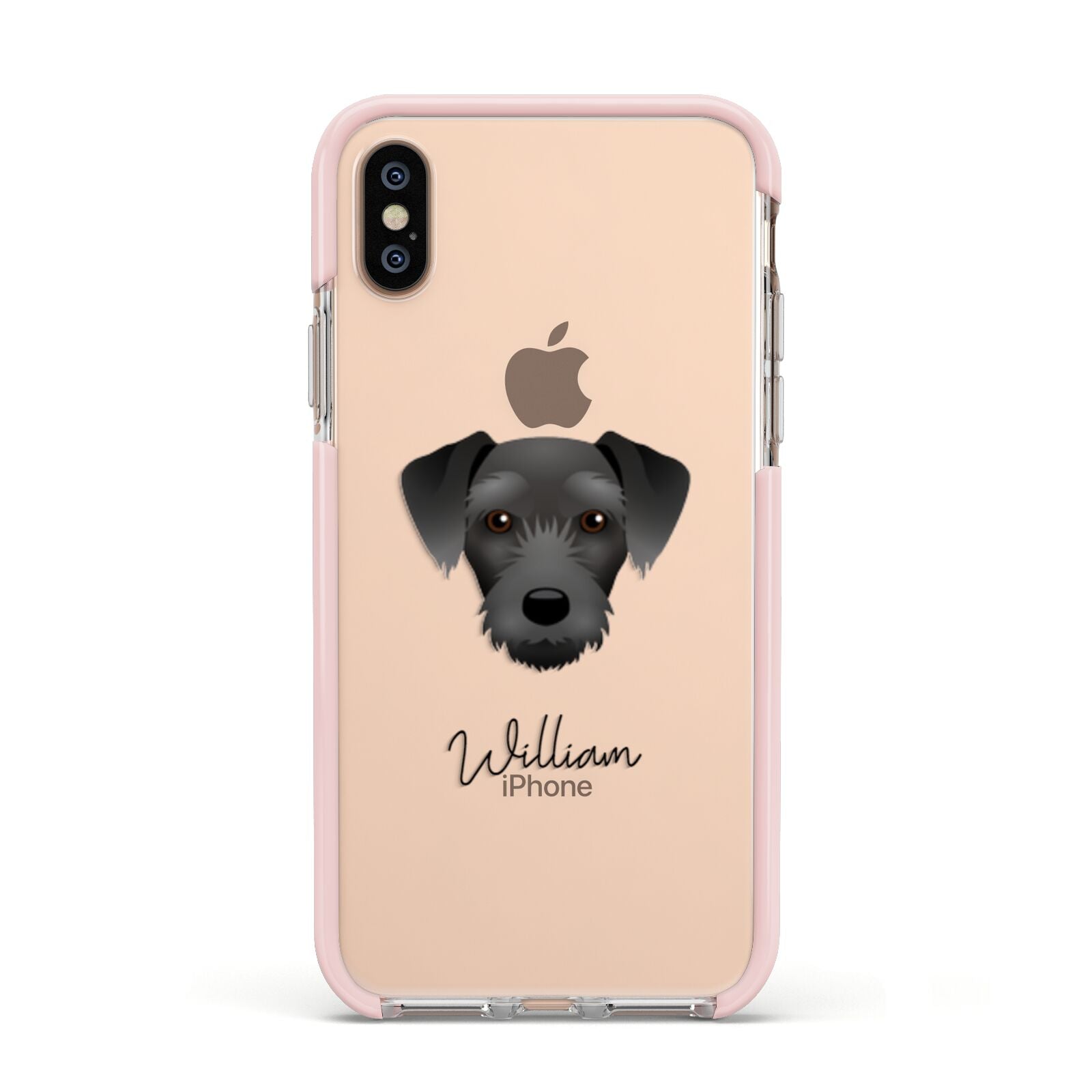 Miniature Schnoxie Personalised Apple iPhone Xs Impact Case Pink Edge on Gold Phone