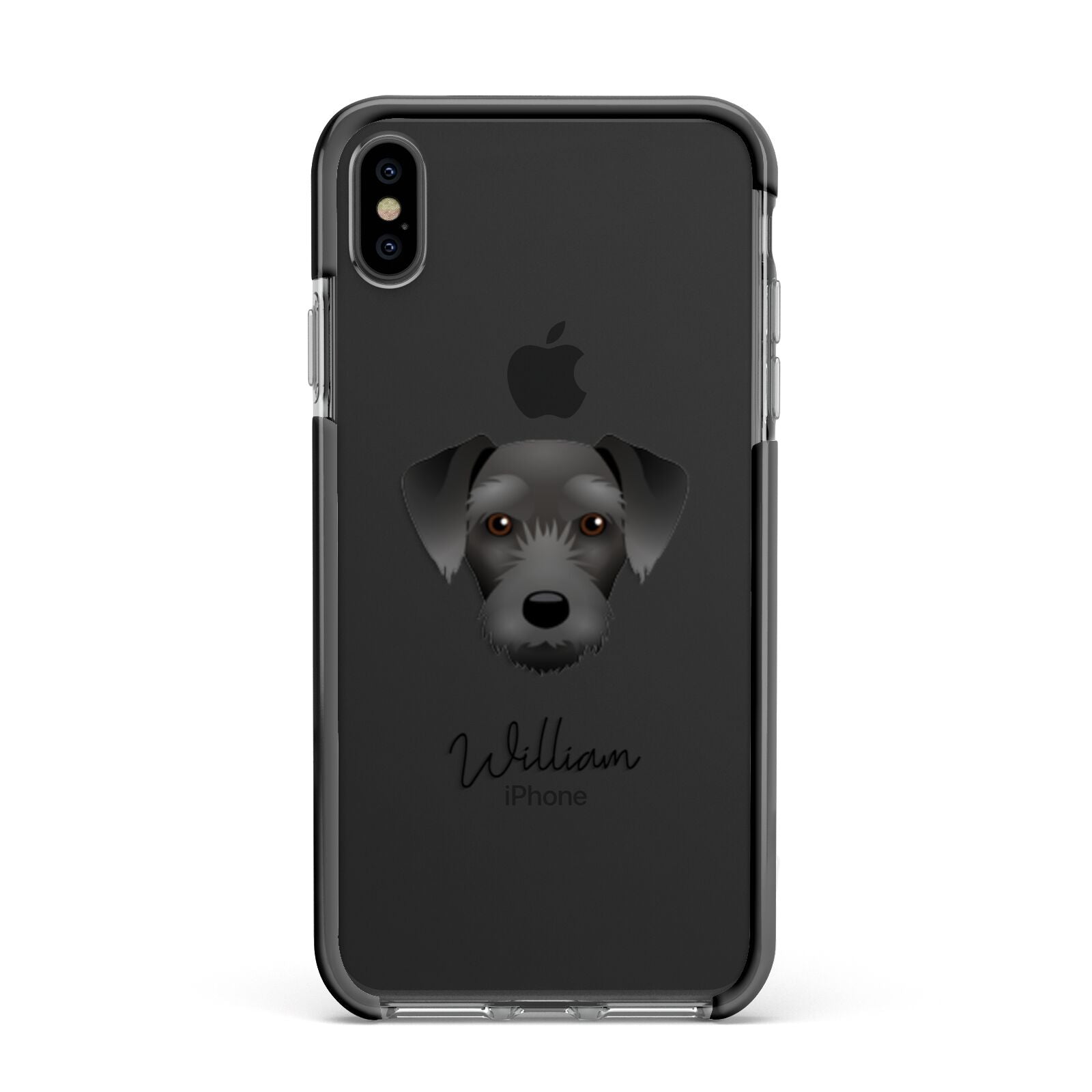 Miniature Schnoxie Personalised Apple iPhone Xs Max Impact Case Black Edge on Black Phone