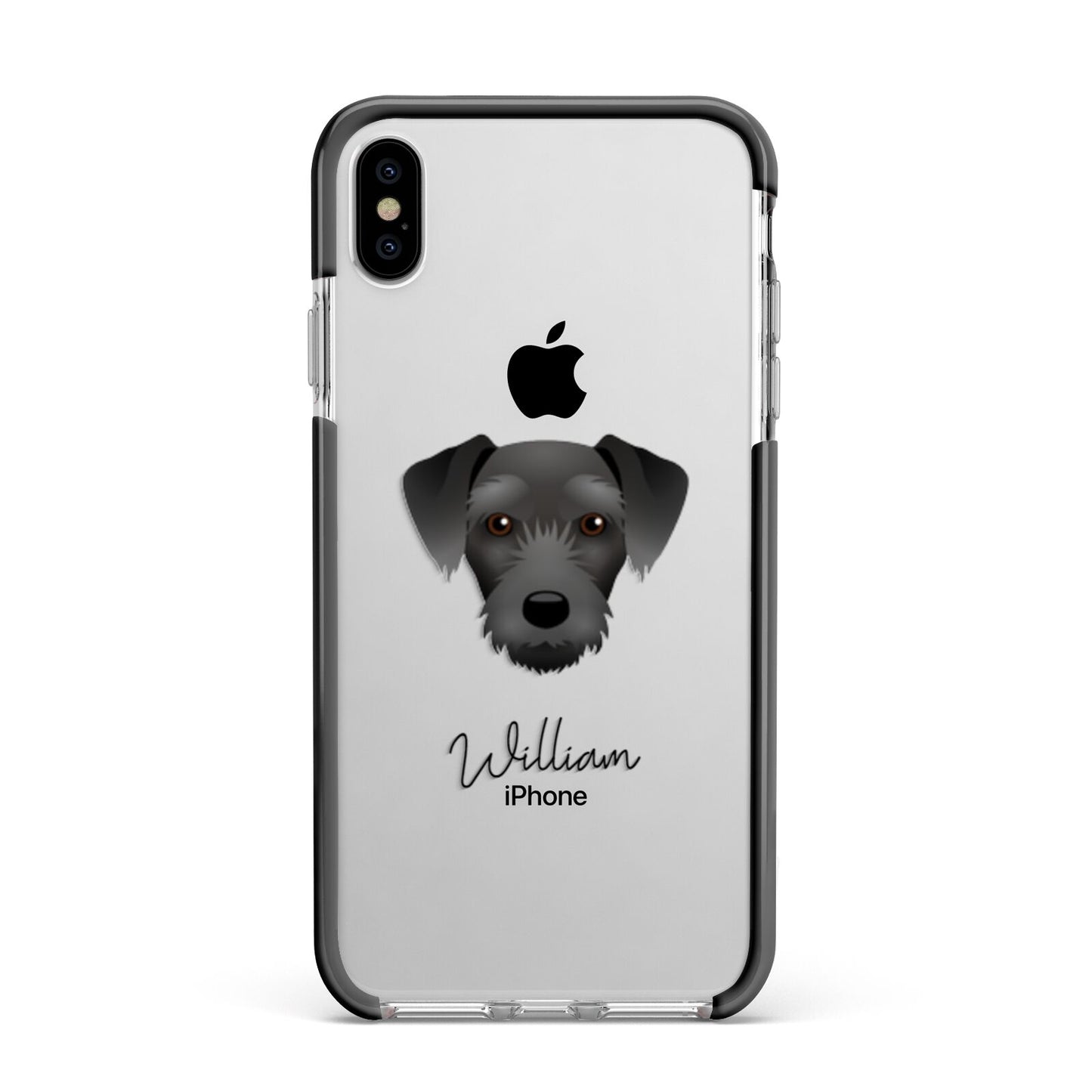 Miniature Schnoxie Personalised Apple iPhone Xs Max Impact Case Black Edge on Silver Phone