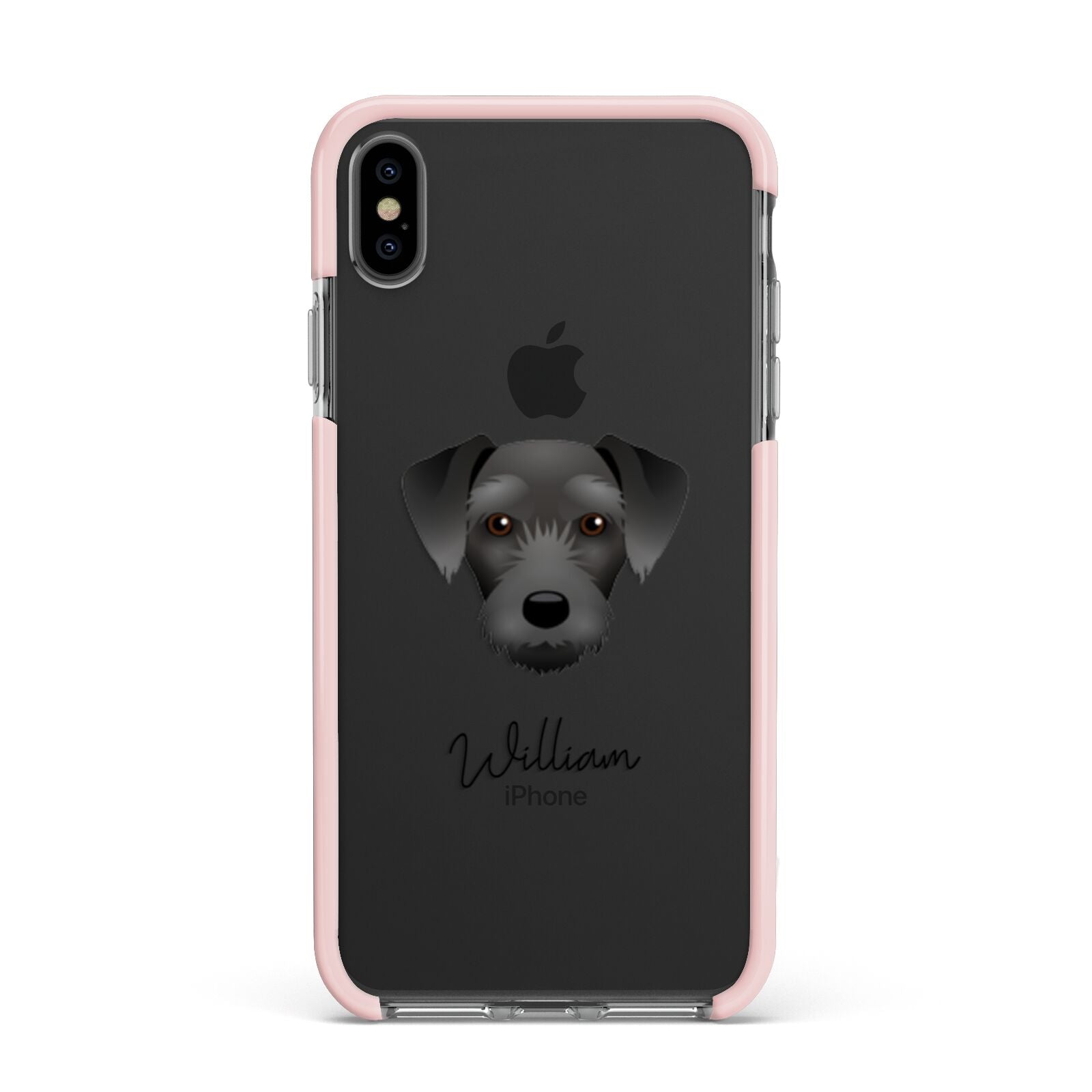 Miniature Schnoxie Personalised Apple iPhone Xs Max Impact Case Pink Edge on Black Phone