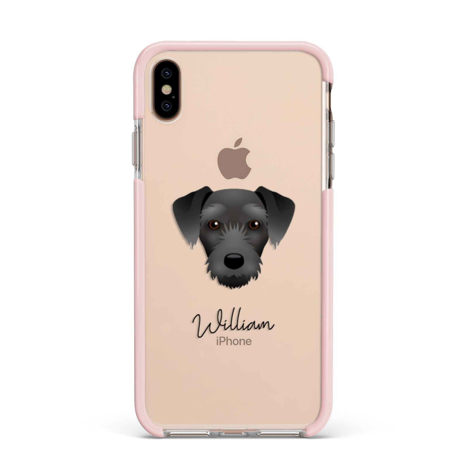 Miniature Schnoxie Personalised Apple iPhone Xs Max Impact Case Pink Edge on Gold Phone