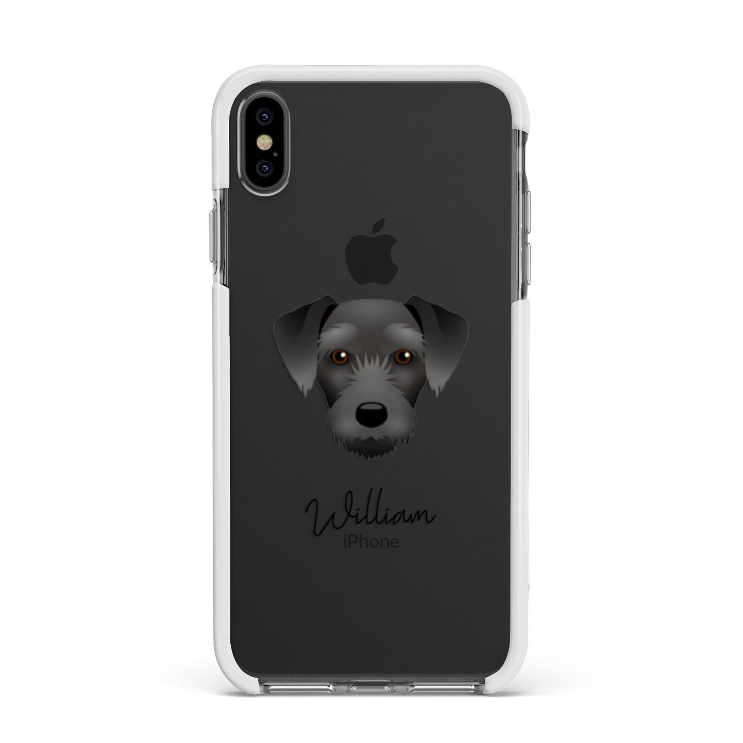 Miniature Schnoxie Personalised Apple iPhone Xs Max Impact Case White Edge on Black Phone