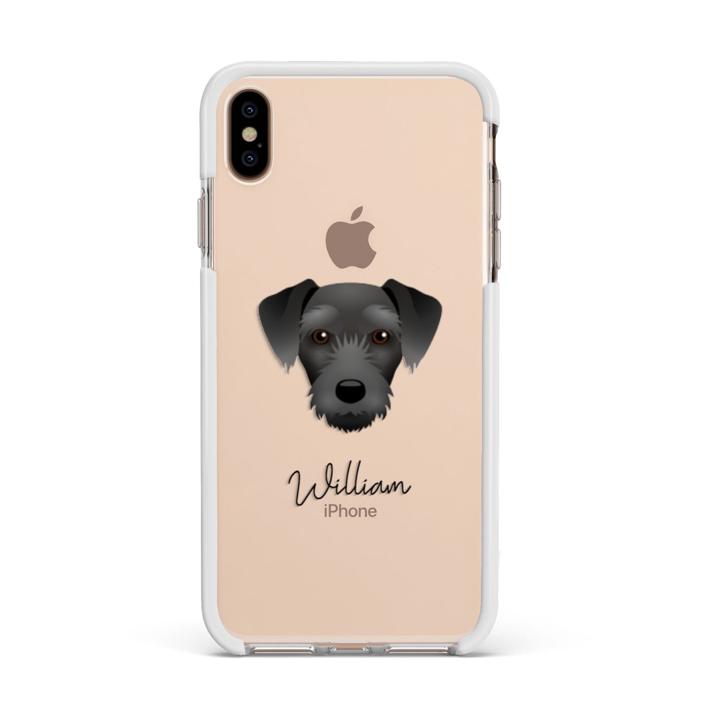 Miniature Schnoxie Personalised Apple iPhone Xs Max Impact Case White Edge on Gold Phone