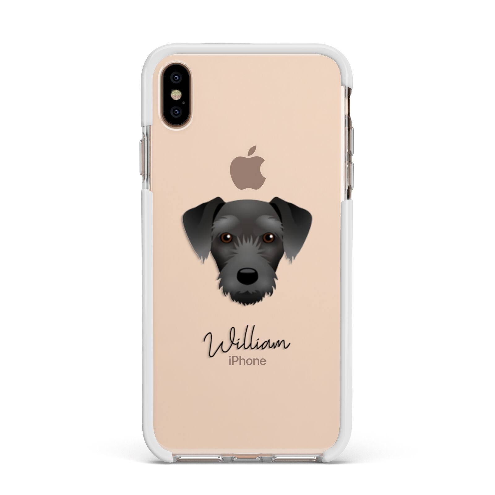 Miniature Schnoxie Personalised Apple iPhone Xs Max Impact Case White Edge on Gold Phone