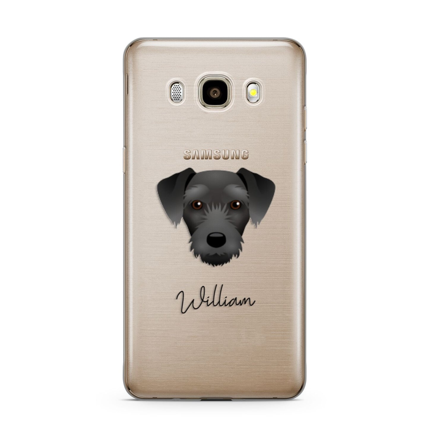 Miniature Schnoxie Personalised Samsung Galaxy J7 2016 Case on gold phone