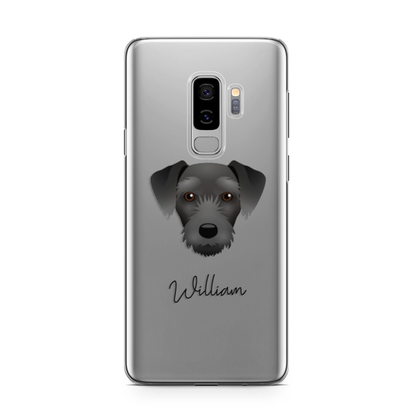 Miniature Schnoxie Personalised Samsung Galaxy S9 Plus Case on Silver phone