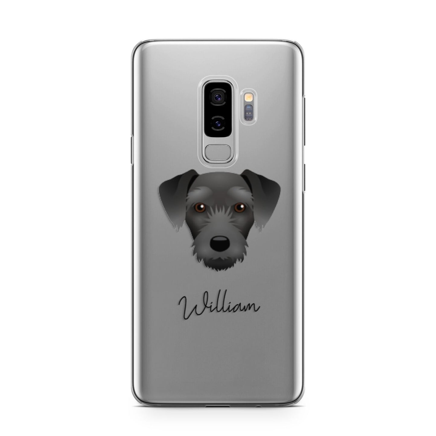 Miniature Schnoxie Personalised Samsung Galaxy S9 Plus Case on Silver phone