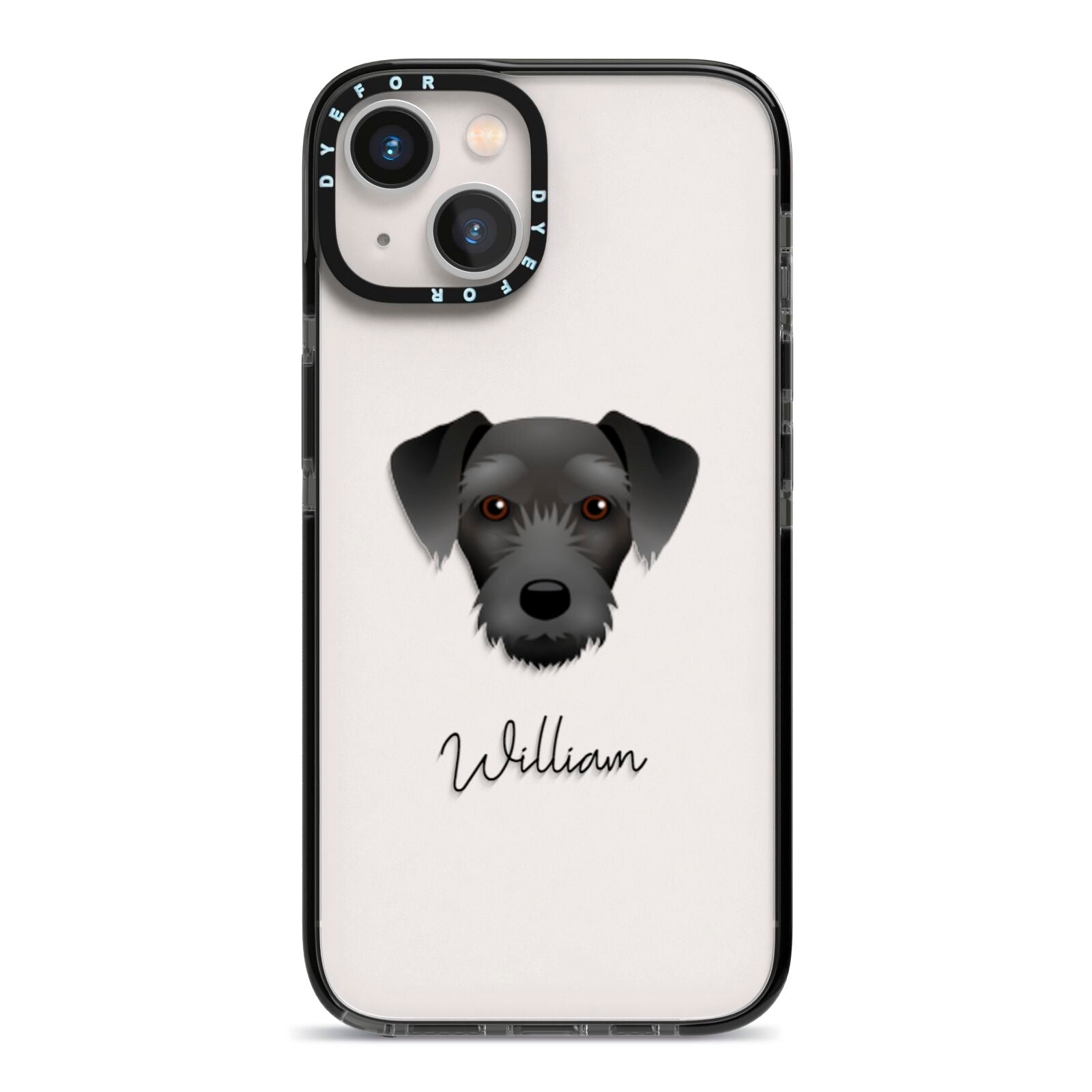 Miniature Schnoxie Personalised iPhone 13 Black Impact Case on Silver phone