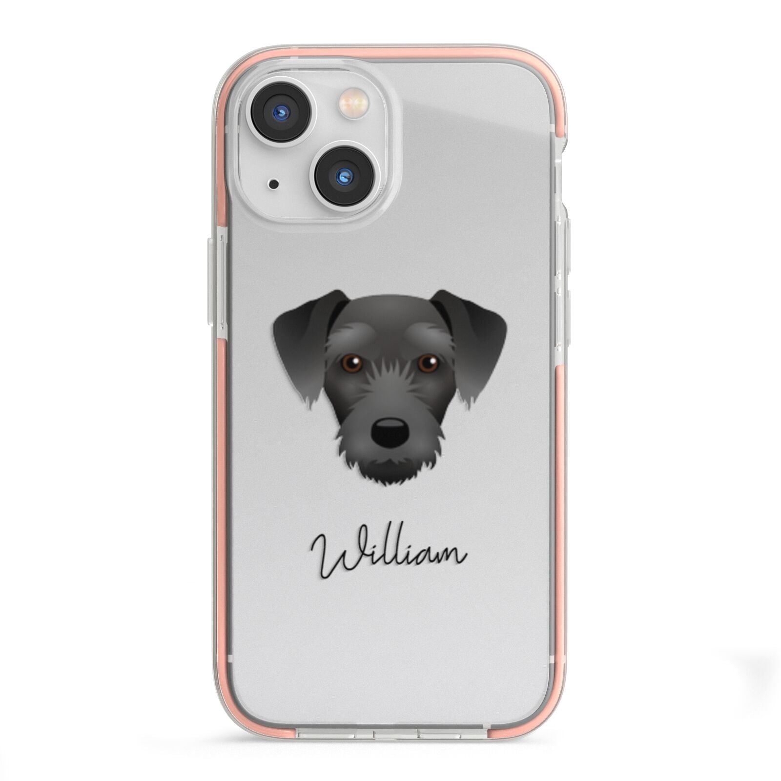 Miniature Schnoxie Personalised iPhone 13 Mini TPU Impact Case with Pink Edges
