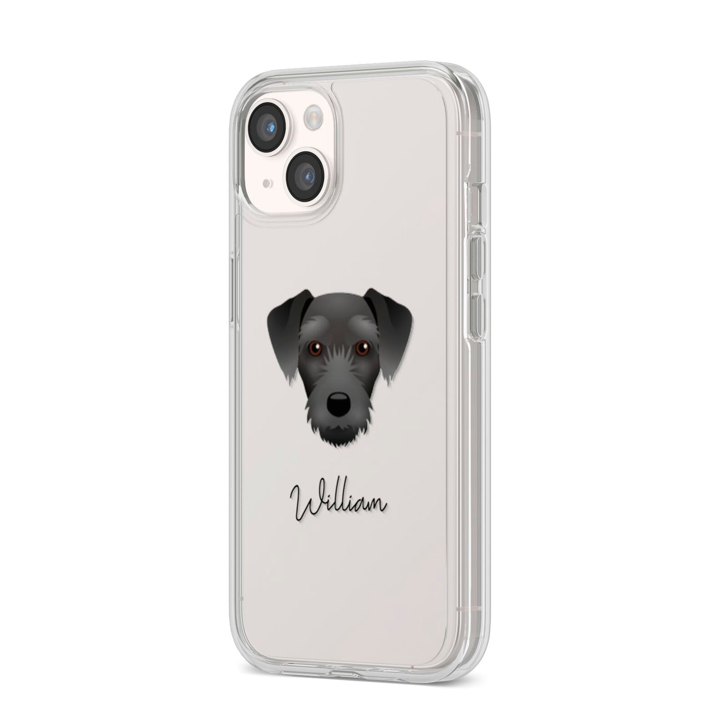Miniature Schnoxie Personalised iPhone 14 Clear Tough Case Starlight Angled Image