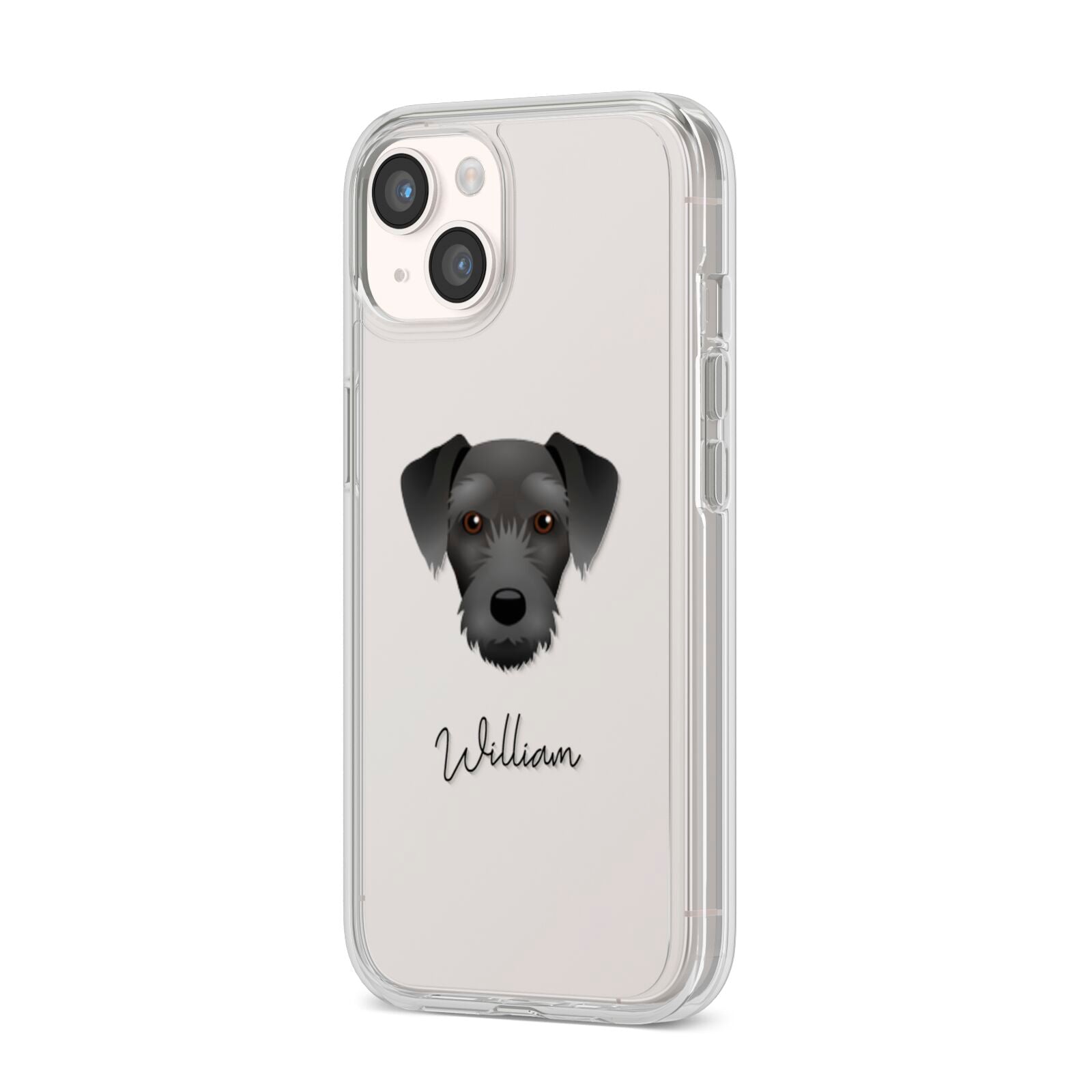 Miniature Schnoxie Personalised iPhone 14 Clear Tough Case Starlight Angled Image