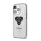 Miniature Schnoxie Personalised iPhone 14 Pro Glitter Tough Case Silver Angled Image